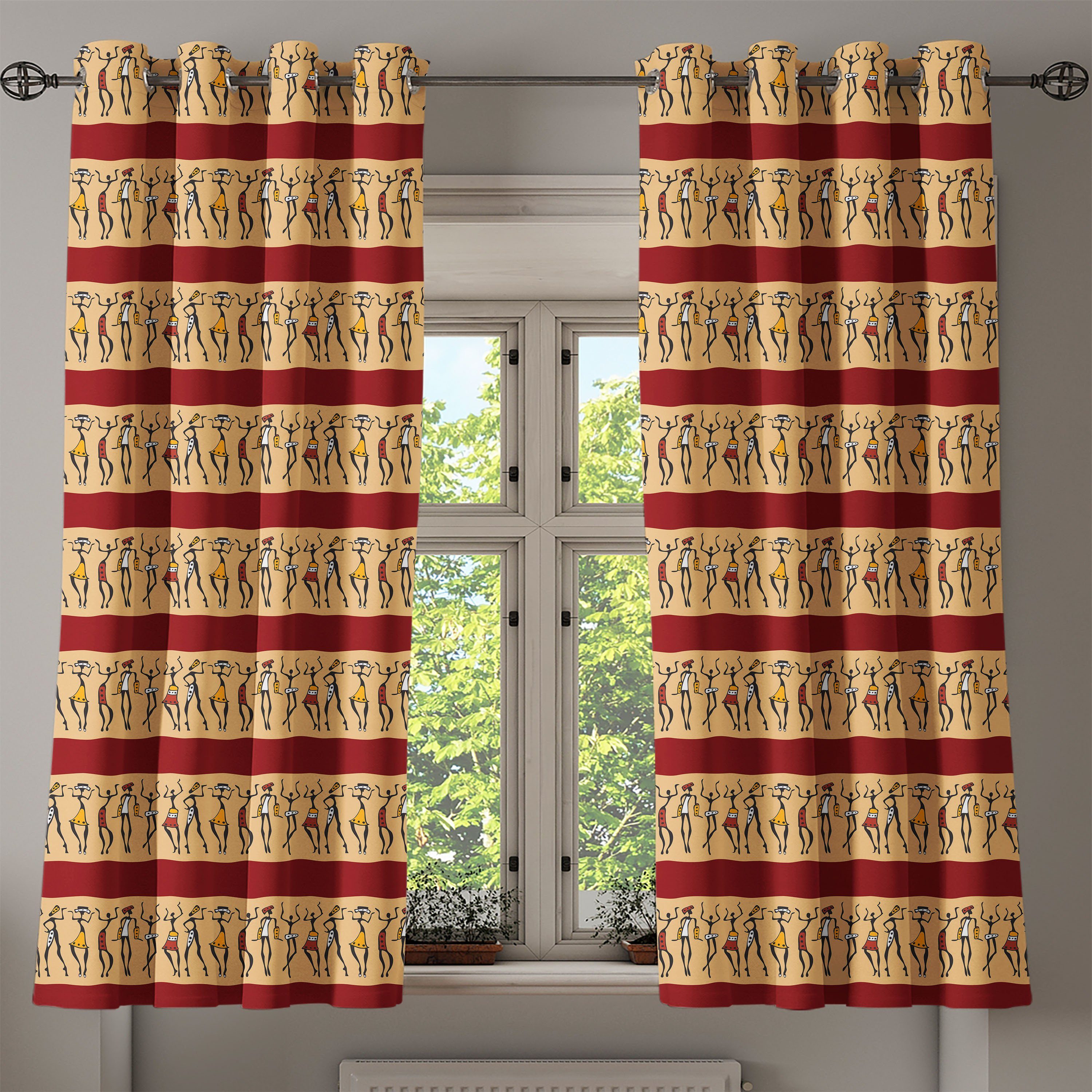 Gardine Abakuhaus, Wohnzimmer, 2-Panel-Fenstervorhänge Kultur Frau Einheimische afrikanische Schlafzimmer Dekorative für