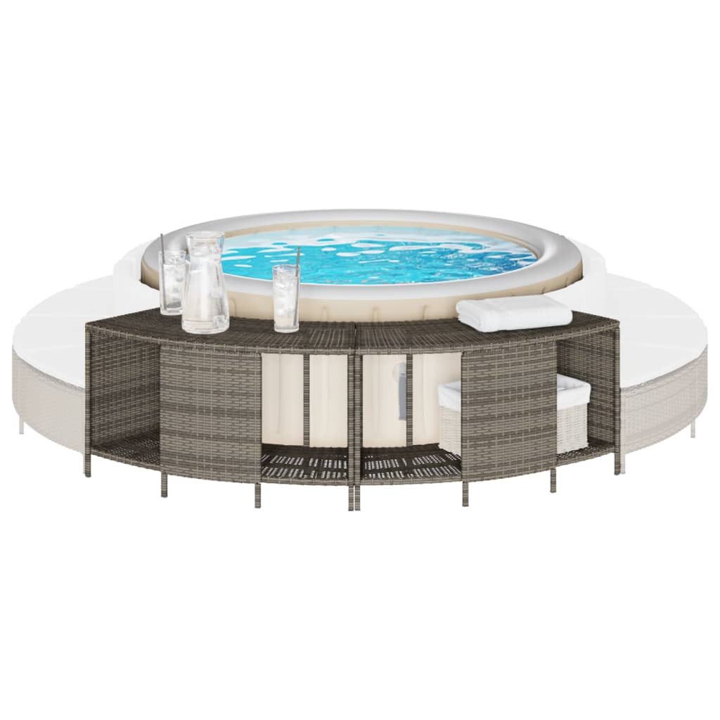vidaXL Regal, Outdoor-Regale für Whirlpool 2 Stk. Grau Poly Rattan