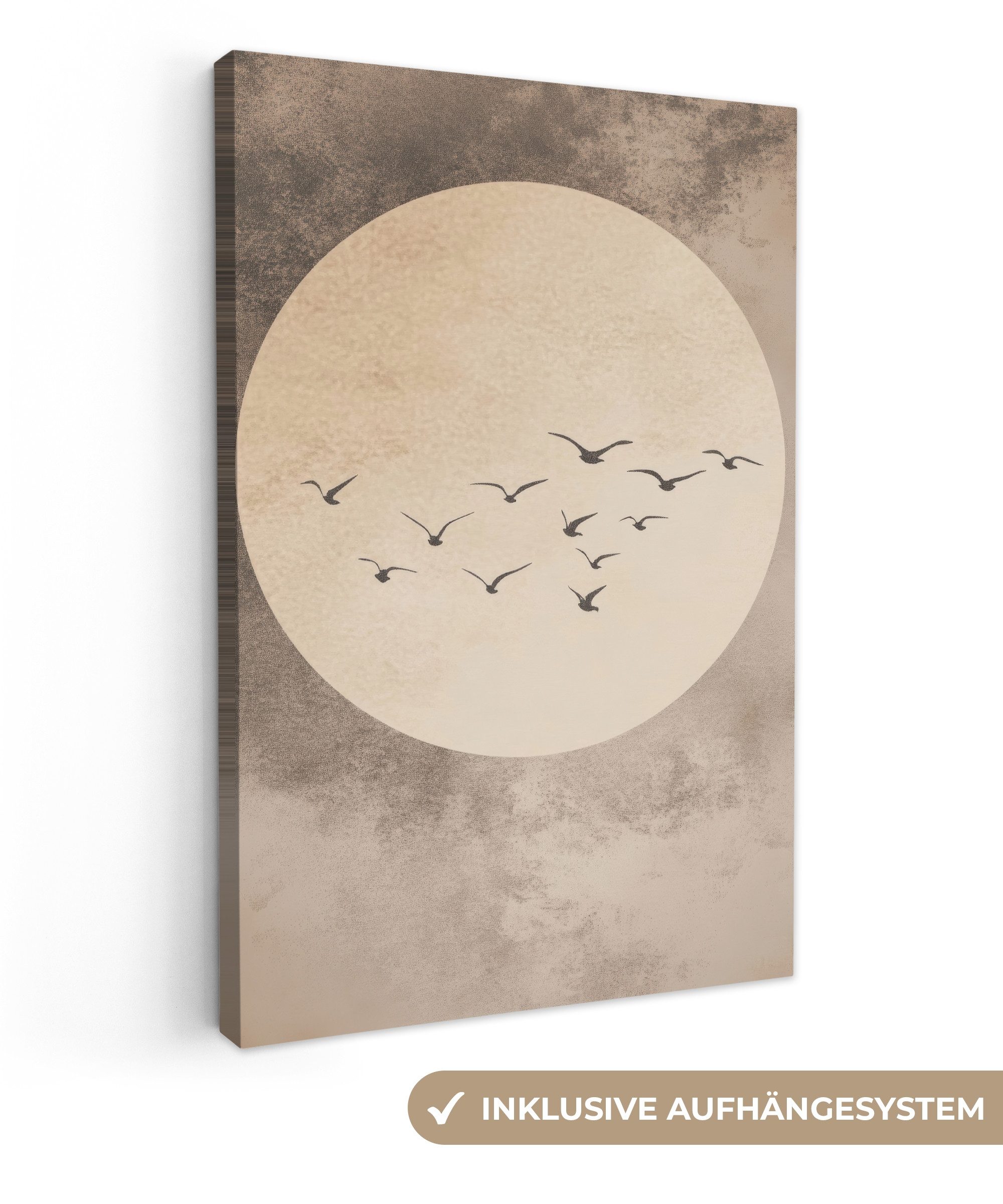 OneMillionCanvasses® Leinwandbild Vogel - Beige - Japanisch, Fotodruck (1 S günstig online kaufen
