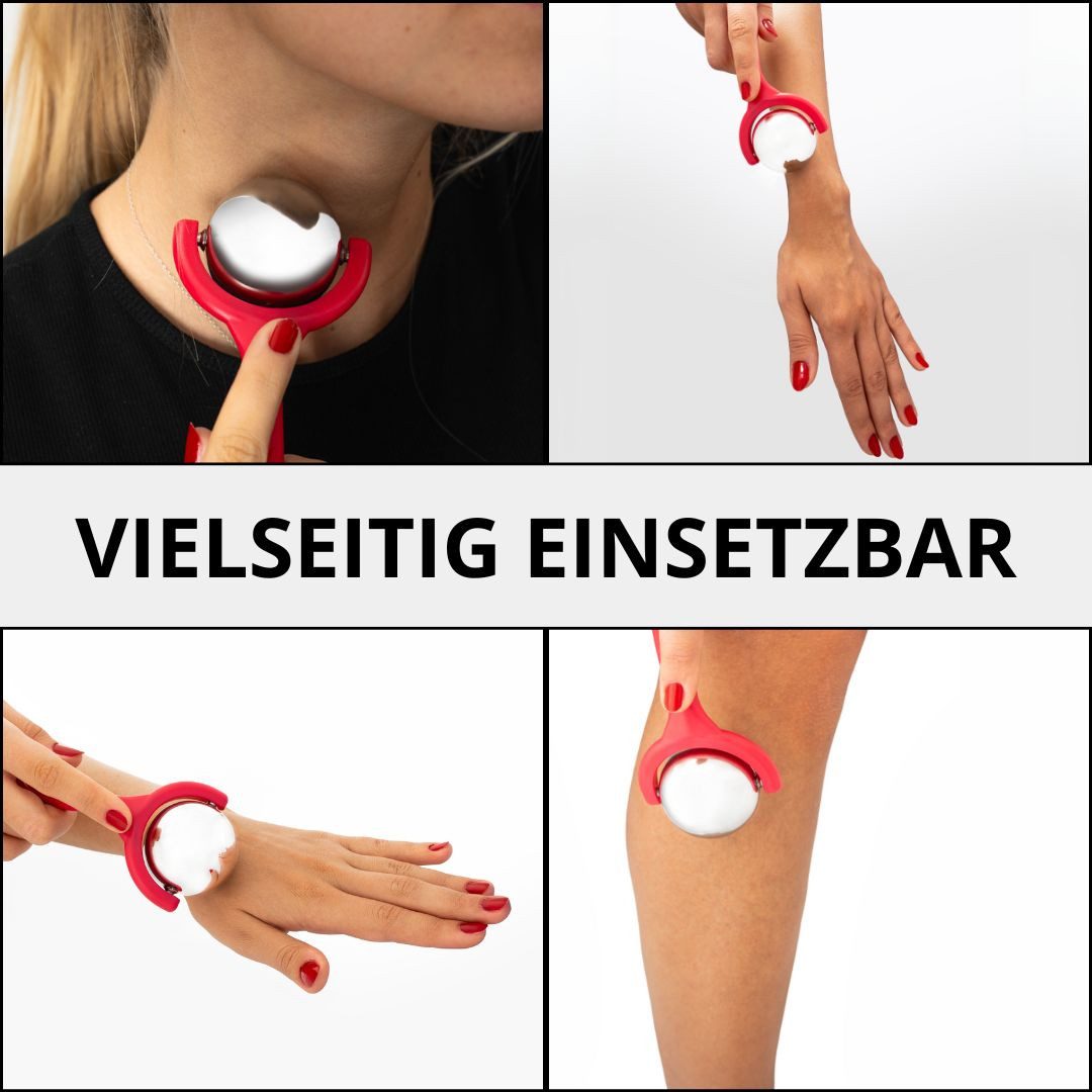 FEELVIT Massageroller mit entspannender Wärme-/Kältetherapie-Funktion, Massageroller mit Griff, Massageroller mit Wärme-/Kältefunktion