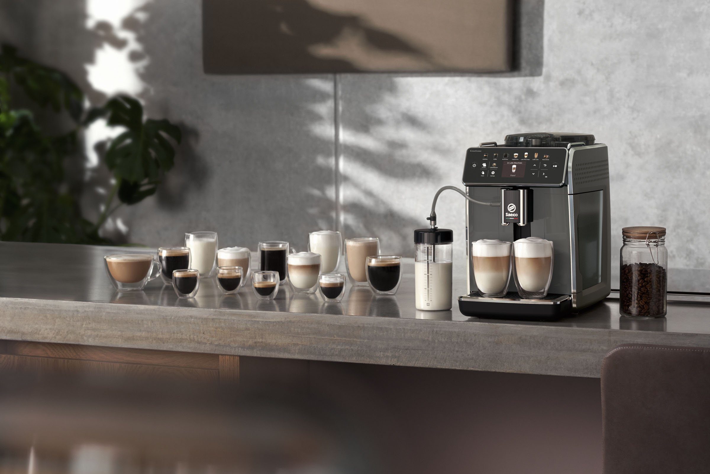 Saeco Kaffeevollautomat GranAroma SM6580/50, 14 4 Display TFT Kaffeespezialitäten, Benutzerprofilen und mit für