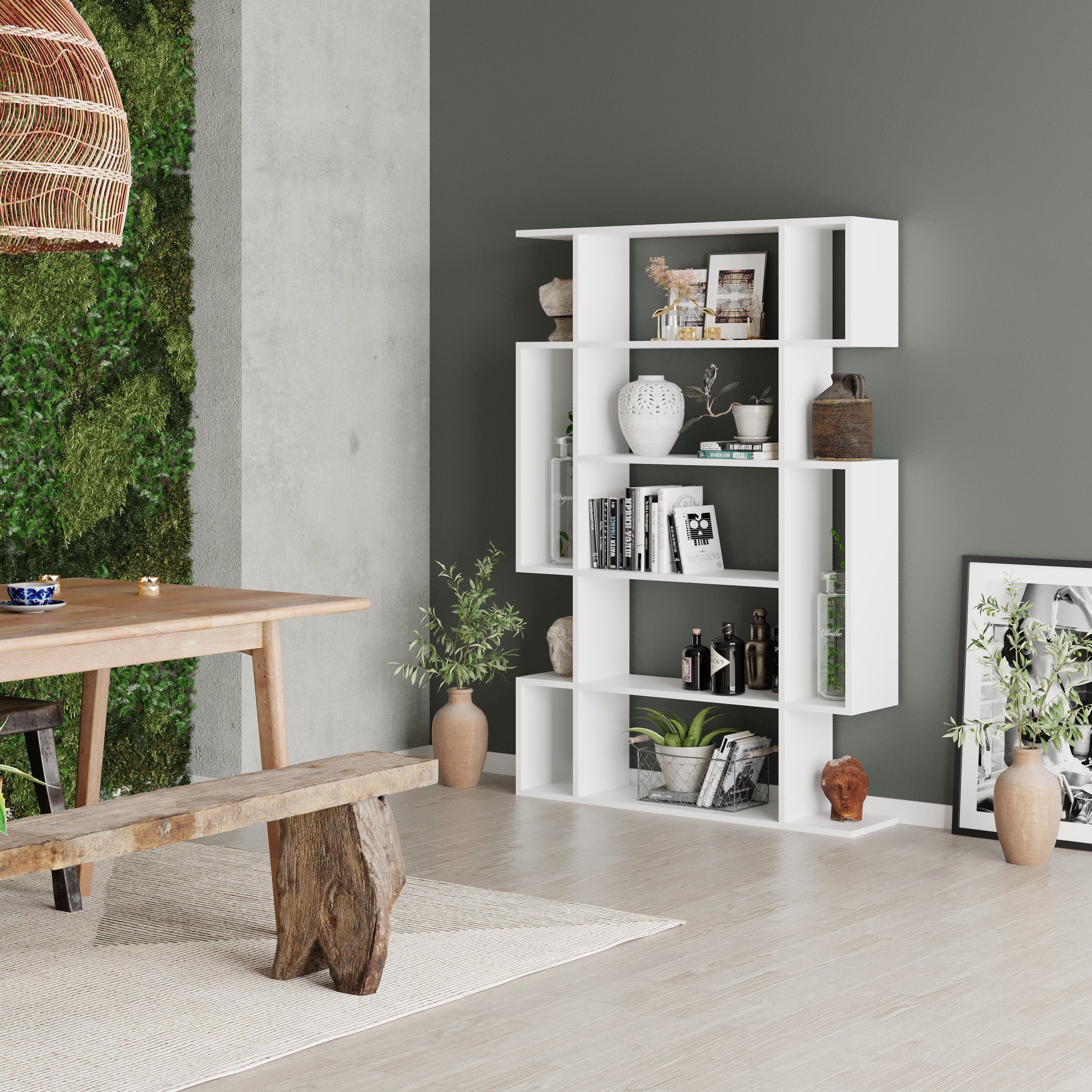 Decortie Bücherregal Mito, Modernes Bücherregal, Vitrine, 108,5 x 25,5 x 16 günstig online kaufen