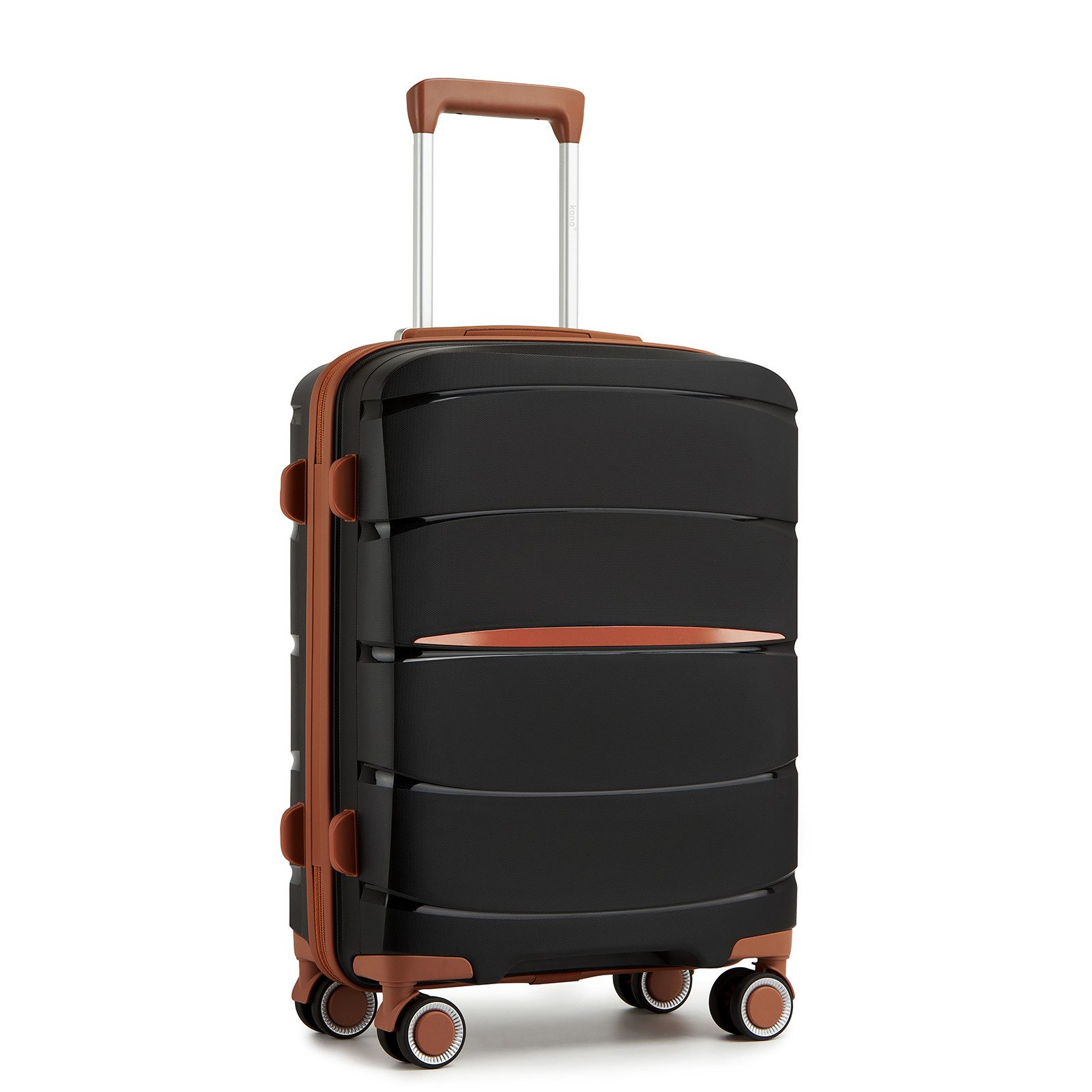 KONO Handgepäckkoffer PP – Kabinenkoffer mit TSA-Schloss & stylischen Braun günstig online kaufen