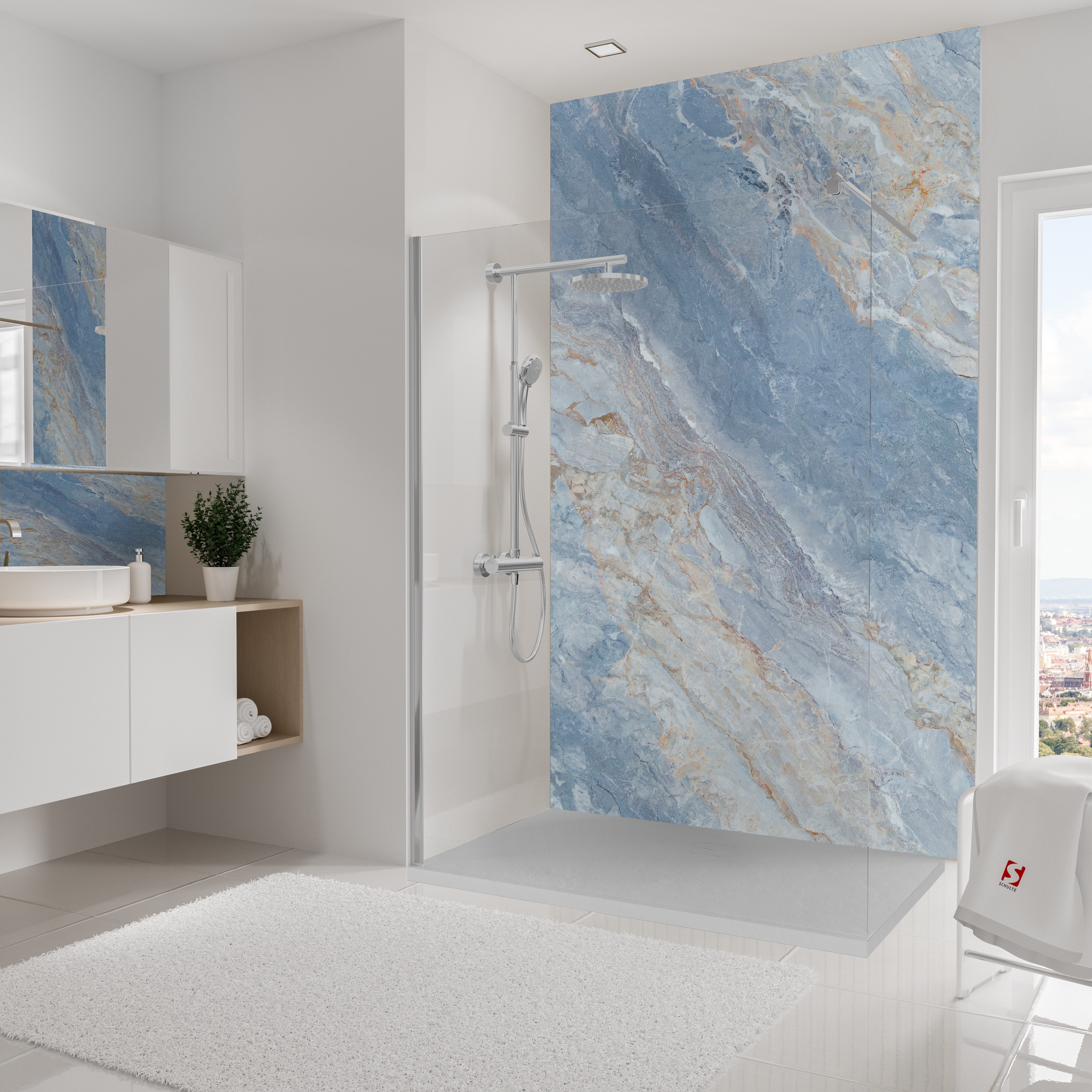 Schulte Badrückwand DecoDesign Softtouch, (1-tlg), Stein Marmor-Himmelblau