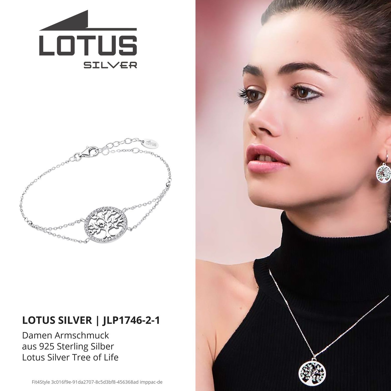 LOTUS SILVER Silberarmband LOTUS Silver Lebensbaum Armband (Armband), Armband Lebensbaum ca. 16cm, 925 Sterling Silber, Farbe: weiß, silber