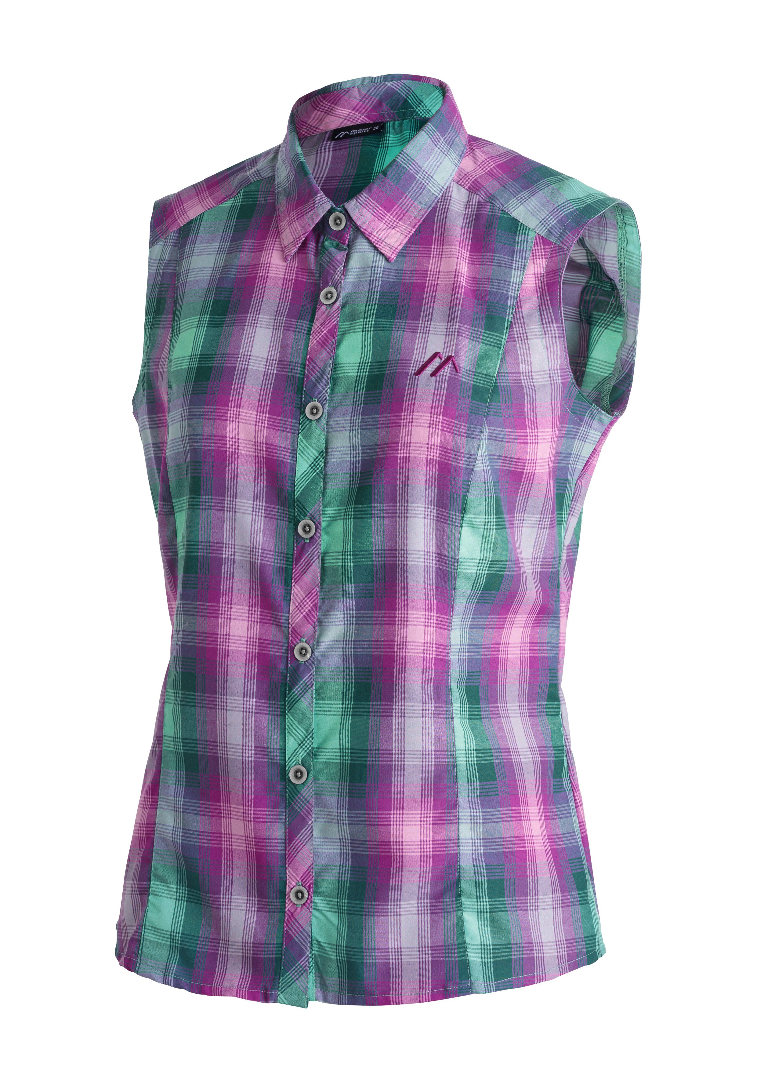 Maier Sports Funktionsbluse Paloma ärmellose Damen Bluse, sommerliches Blusen-Shirt, Karobluse, Reg. Fit