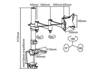 HALTERUNGSPROFI Office-012 Monitor-Halterung, (bis 27,00 Zoll, Aluminiumarm)