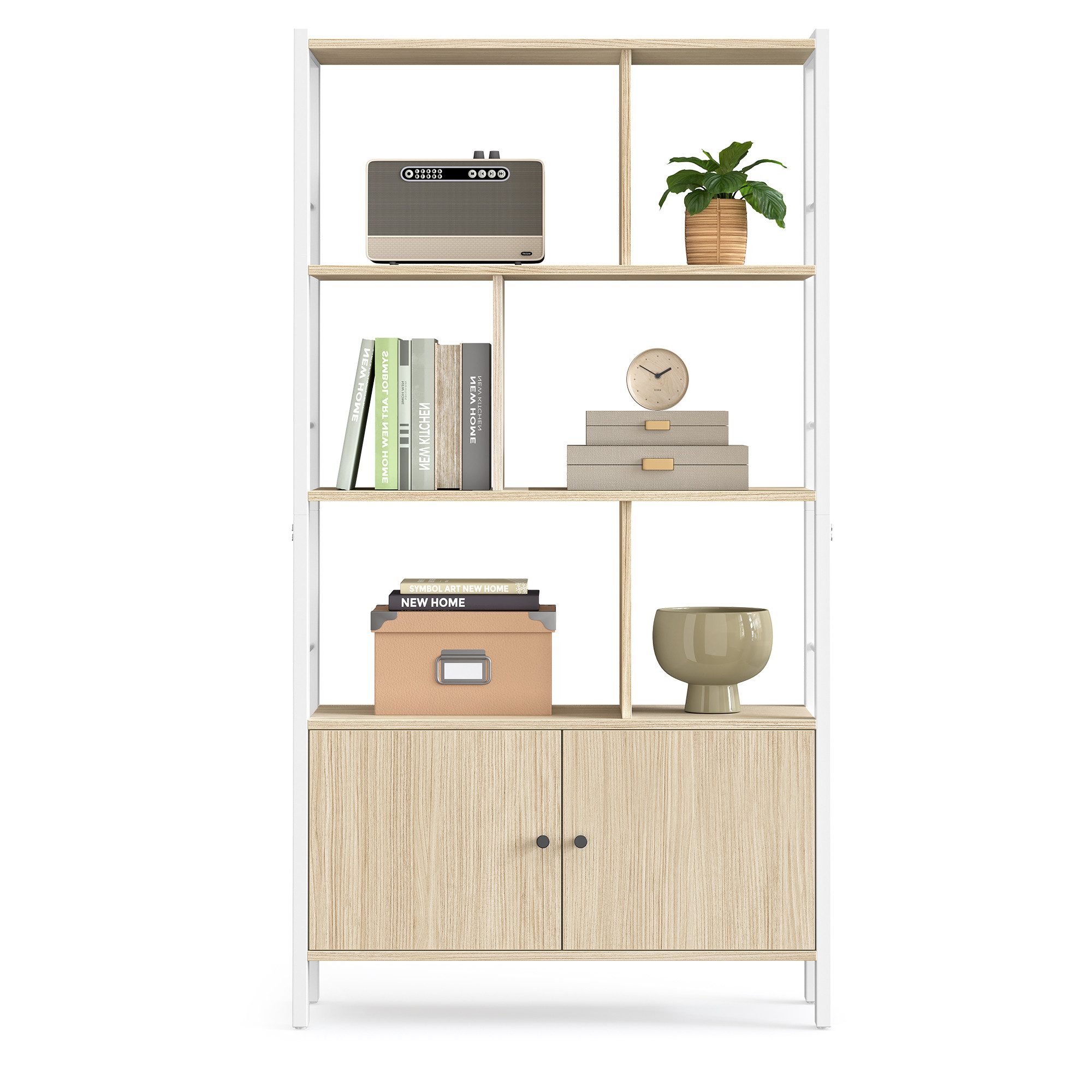 VASAGLE Bücherregal, Standregal, Bücherschrank mit 4 offenen Regalebenen