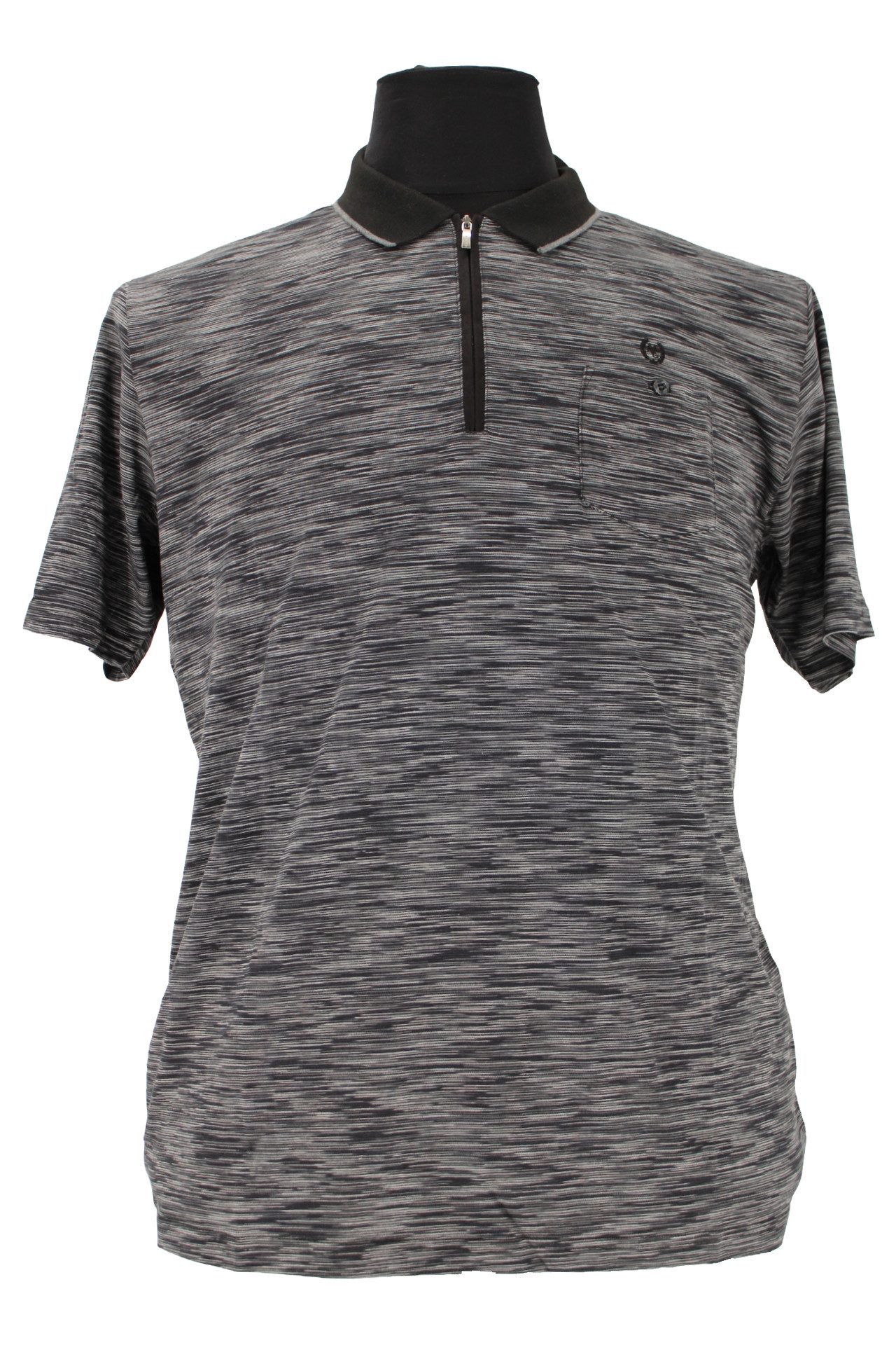 Mode Monte Carlo Poloshirt Monte Carlo Herren Polo-Shirt Meliert Grau ? Kurzarm Poloshirt mit Rei