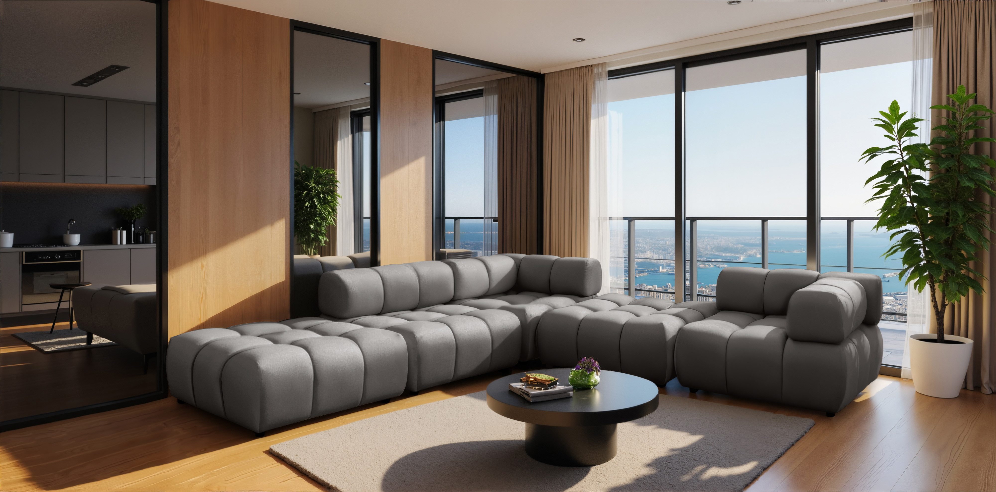 Kaiser Möbel Ecksofa universell modern modular Premium aus Veloursstoff Bluvel,BOLLA Corner, Einzelartikel, luxuriöses Designer-Ecksofa,moderne Bubble-Form