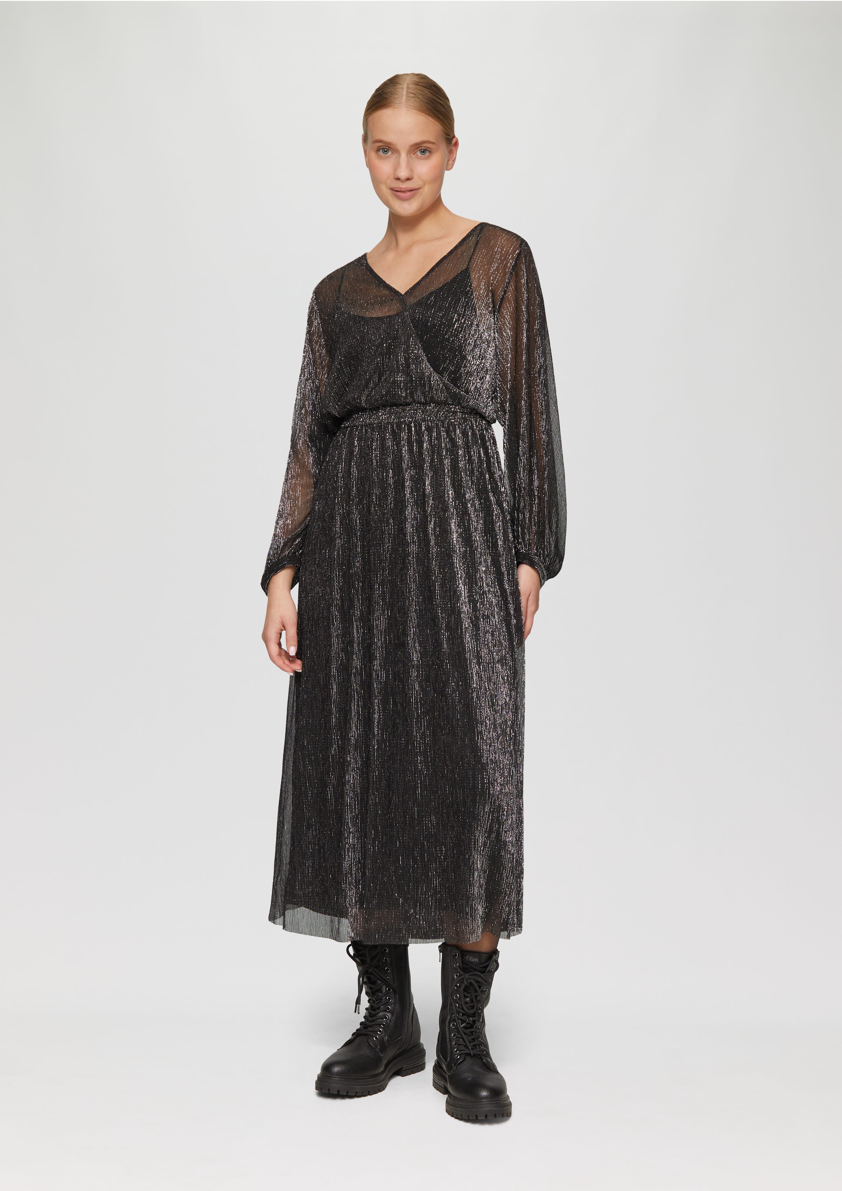 s.Oliver Maxikleid Langes Meshkleid mit Glitzergarn günstig online kaufen