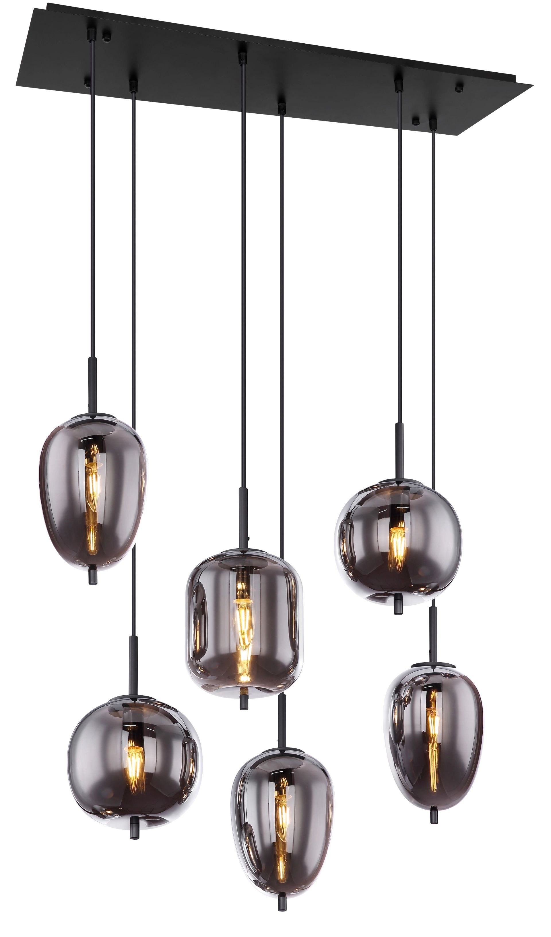 GLOBO LIGHTING Pendelleuchte BLACKY, ohne Leuchtmittel, Hängelampe, Hängeleuchte, verschiedene Gläser, modern, Essbereich
