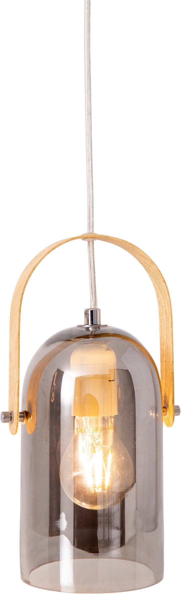 näve Pendelleuchte Vidrio, Leuchtmittel wechselbar, ohne Leuchtmittel, 1x E27 max. 40W,Glas Colour:smoke/silver, mirrored, natural, chrome
