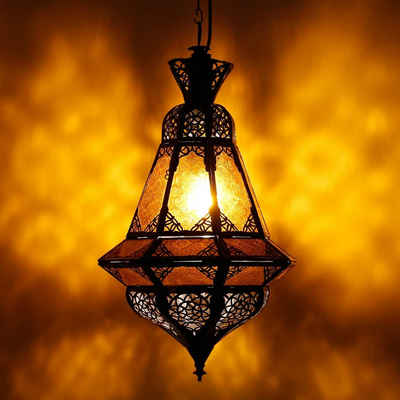 Casa Moro Deckenleuchte Orientalische Lampe Houta Gelb H52 cm marokkanische Hängelampe L1936, ohne Leuchtmittel, Kunsthandwerk aus Marokko wie aus 1001 Nacht