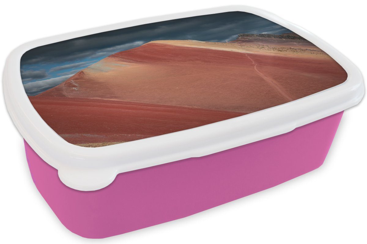 - Mädchen, Brotbox rosa Kunststoff, Erwachsene, Landschaft Wolken, - Lunchbox Kinder, Snackbox, - (2-tlg), für Natur Kunststoff Berg Brotdose MuchoWow
