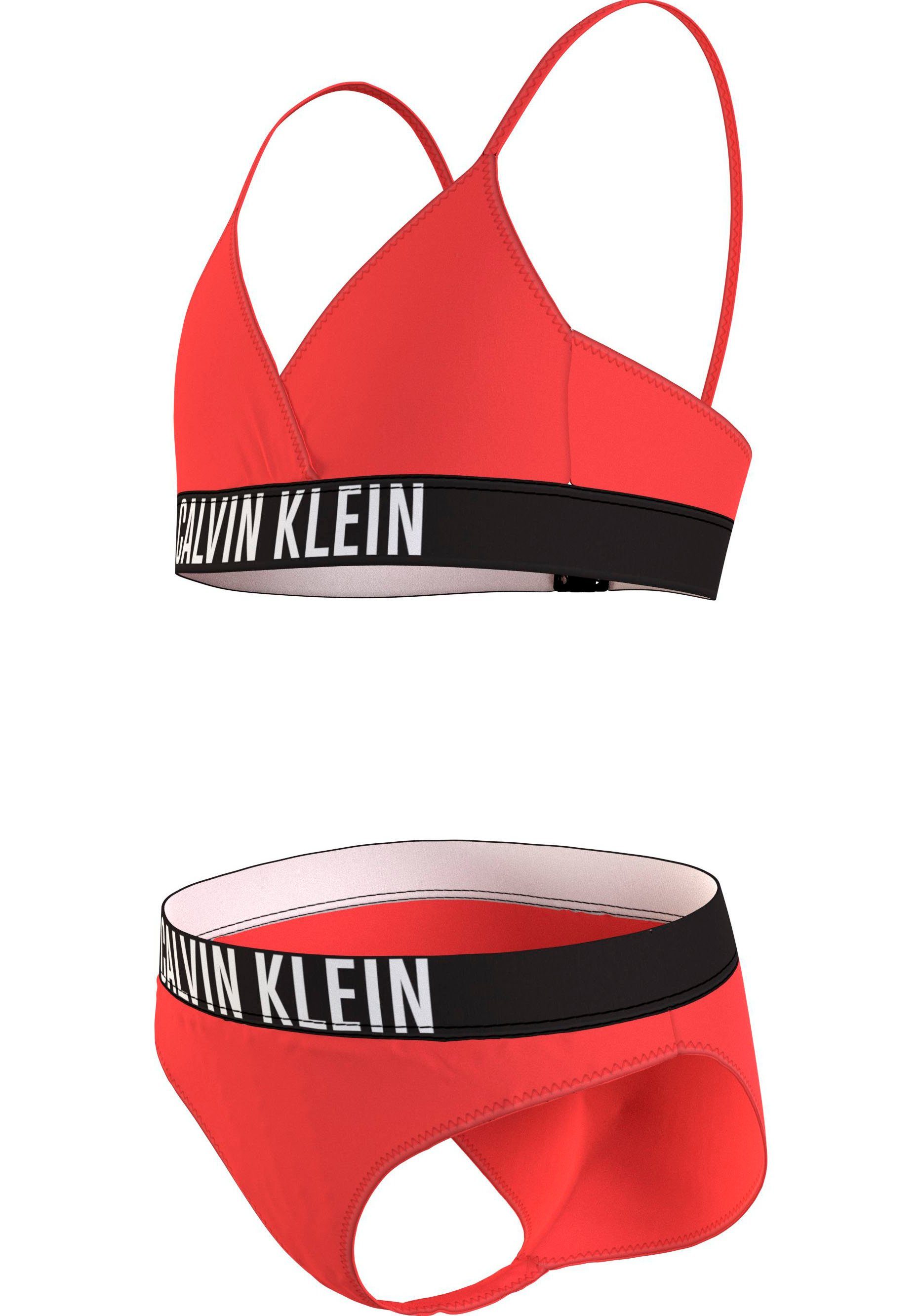 TRIANGLE Calvin unifarbener CROSSOVER Triangel-Bikini Optik Swimwear BIKINI in Klein SET