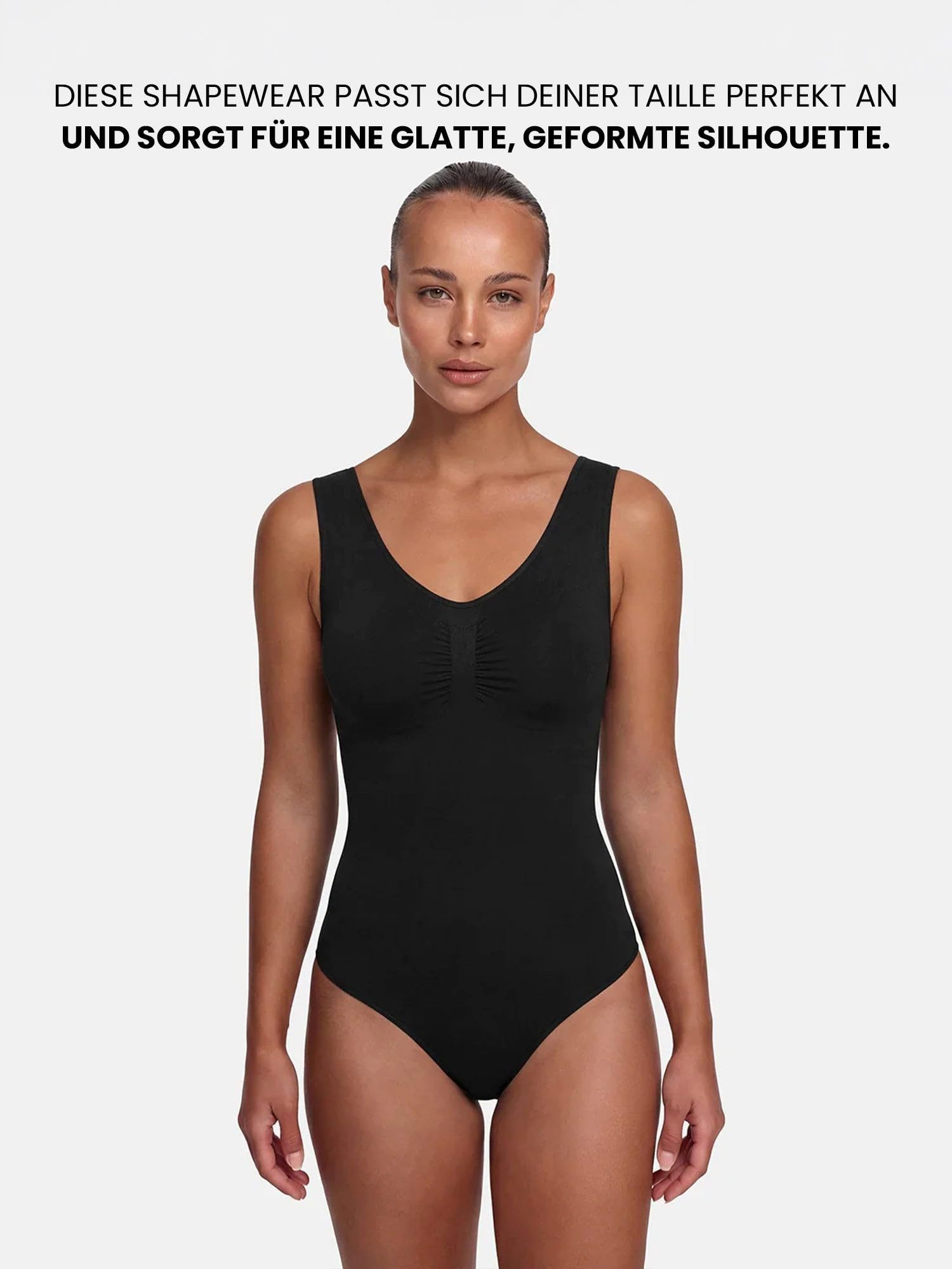 cfab (creamy fabrics) Miederbody Tank Bodysuit Sculpting Shapewear mit Slip-Beige-4XL (1-tlg) Figurformend