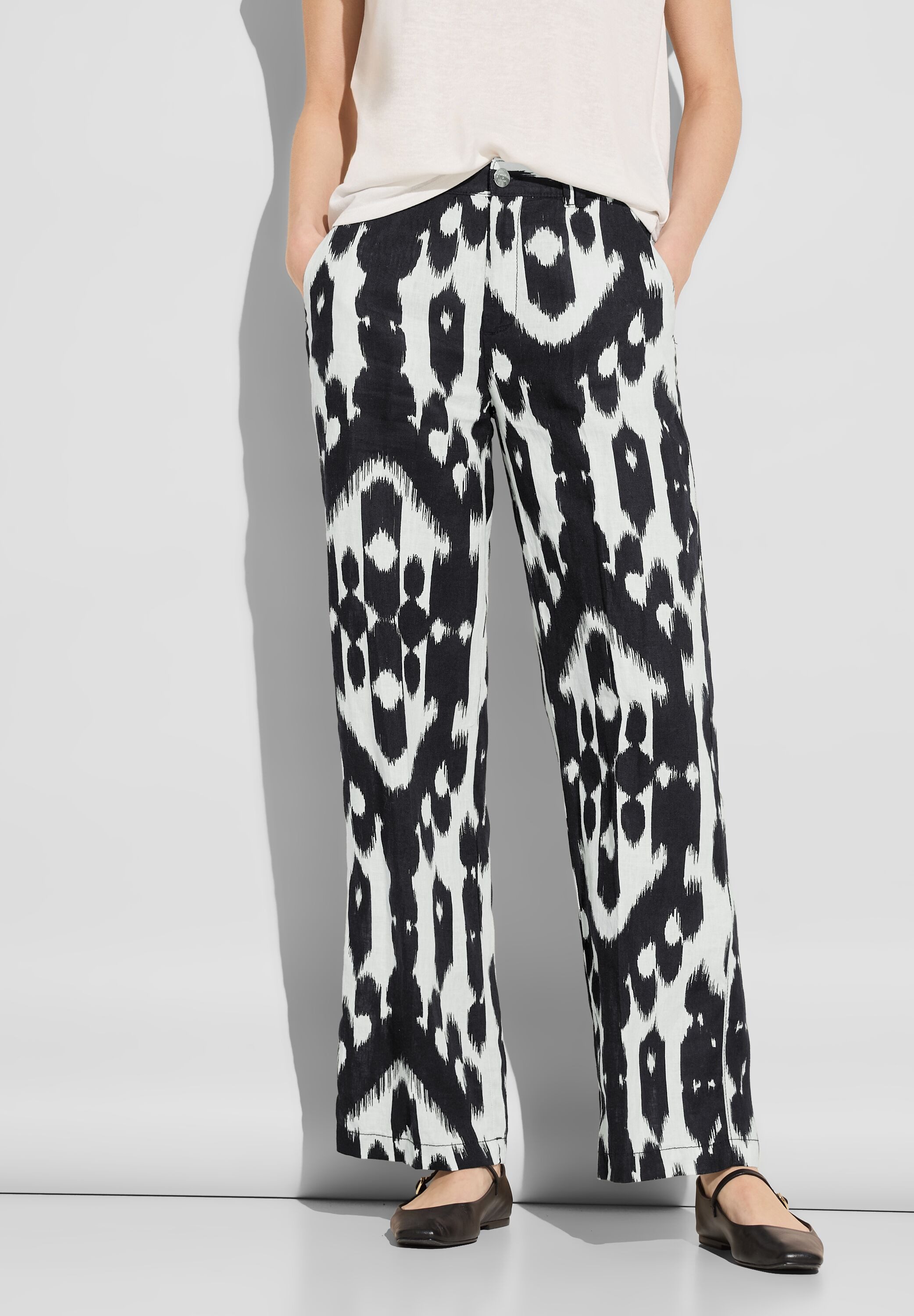 STREET ONE Leinenhose mit All-Over Print