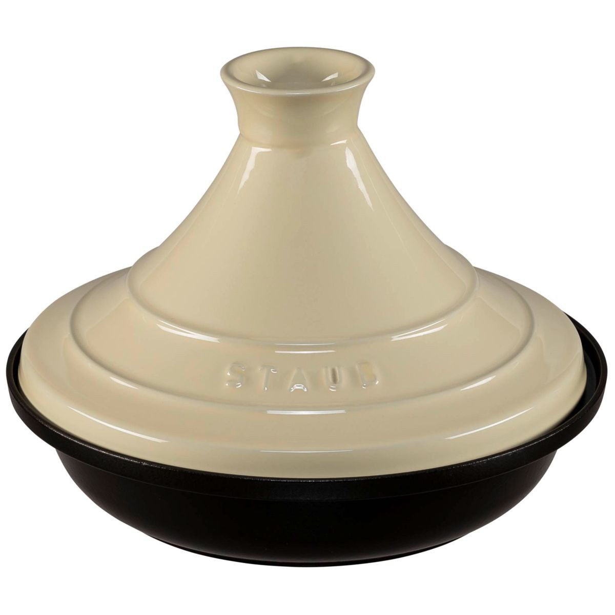 Staub Auflaufform Tajine 28cm rund cream, Gusseisen, Gusseisen / Keramik