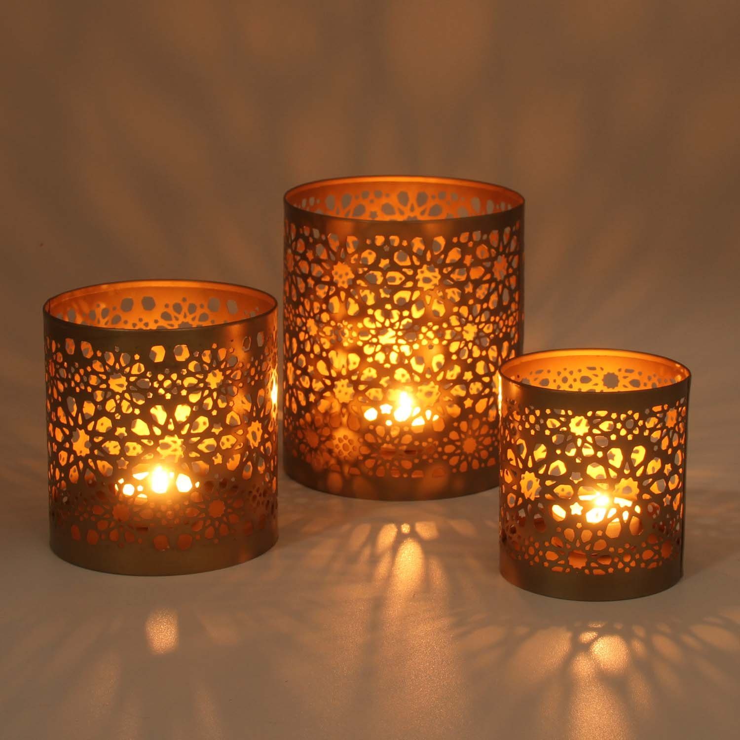 Navin St., rund Kerzenhalter Deko, Casa Moro 3er in Antik Orientalisches Windlicht Teelichthalter Gold WLS505 3er (3 Set Teelichthalter Look Weihnachten Set),