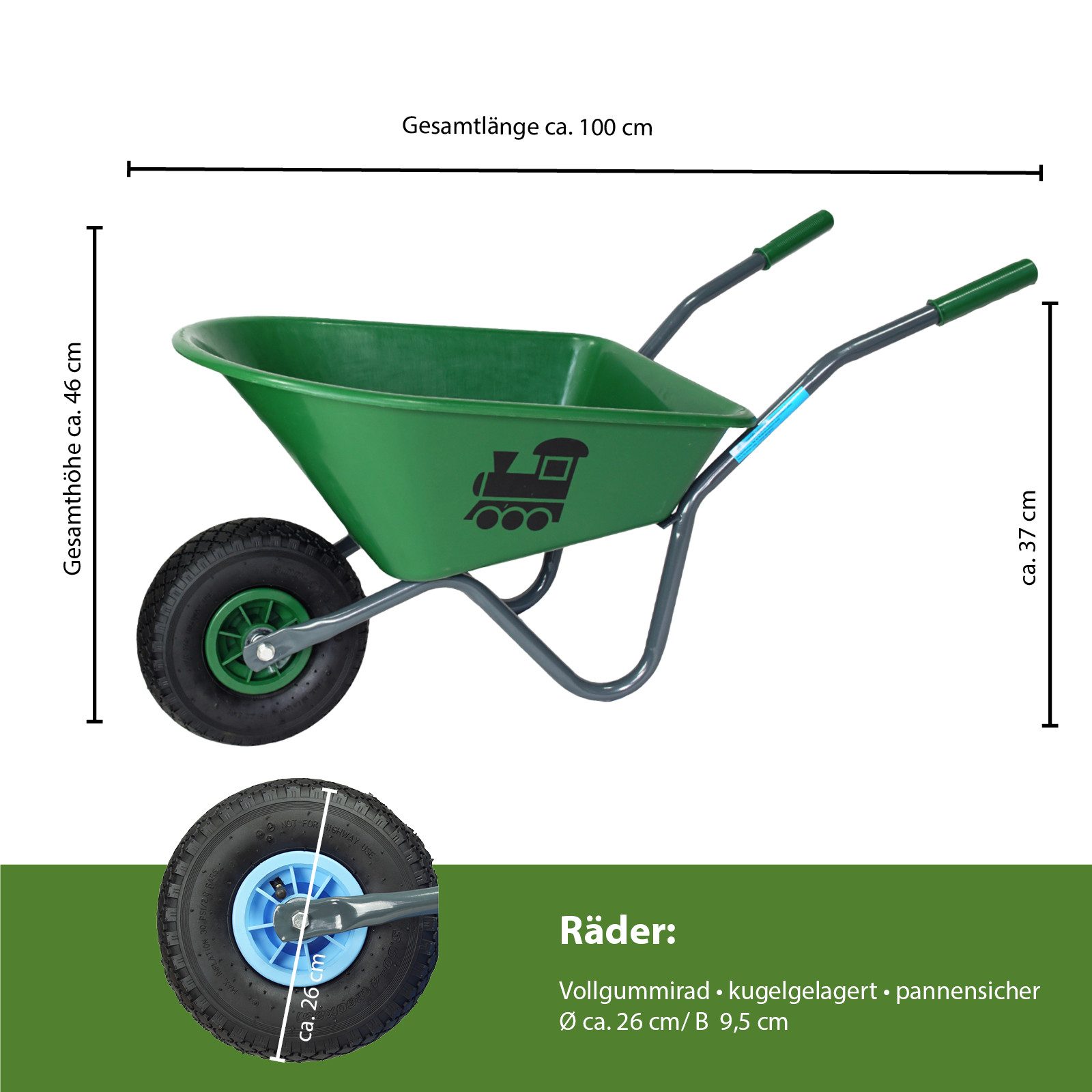 TRUTZHOLM Schubkarre Kinderschubkarre Lokomotive Schiebkarre Metallschubkarre Gartenkarre