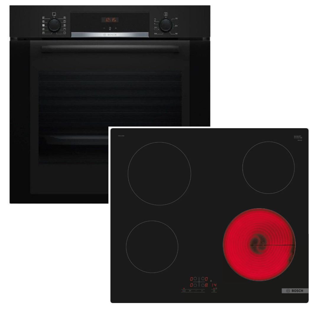 BOSCH Backofen-Set Dampfbackofen Teleskopauszug + Glaskeramikkochfeld TouchSelect 60cm