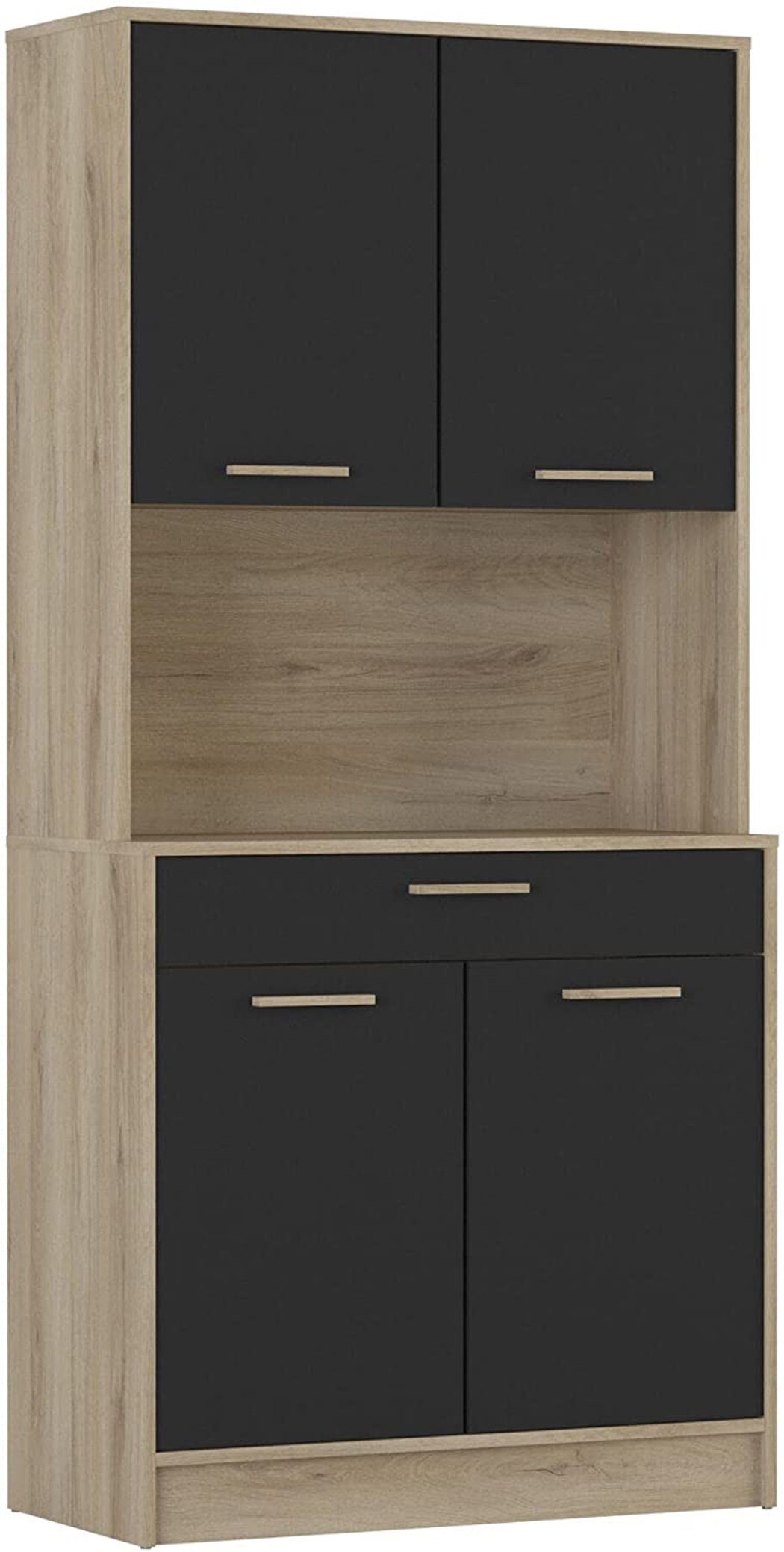 habeig Küchenregal Küchenschrank 344 Eiche-schwarz Küchenregal günstig online kaufen