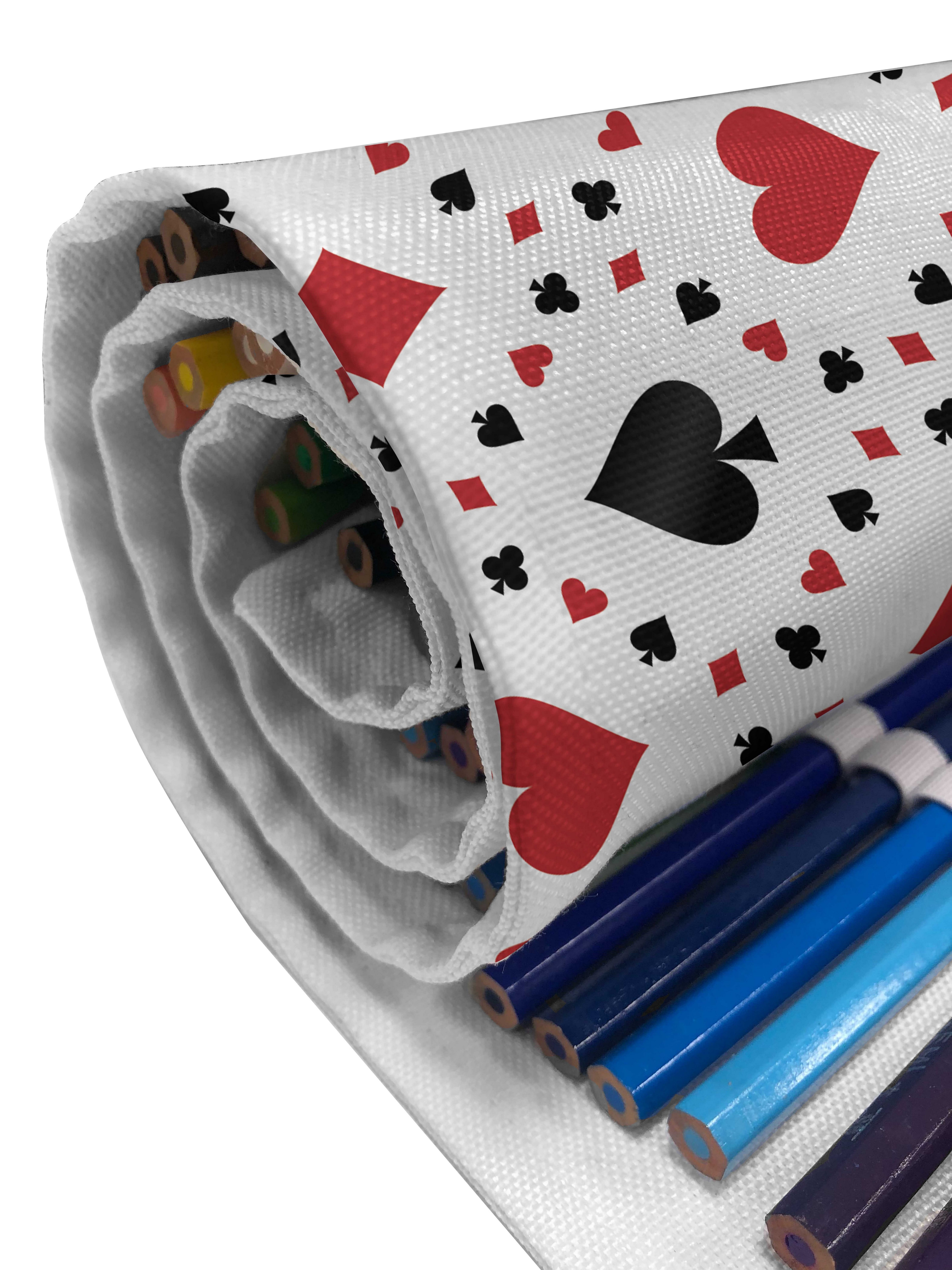 Abakuhaus Federmäppchen langlebig und Poker-Karten Organizer, Tourist schwarz rot Schwarz Stiftablage tragbar Segeltuch Rot