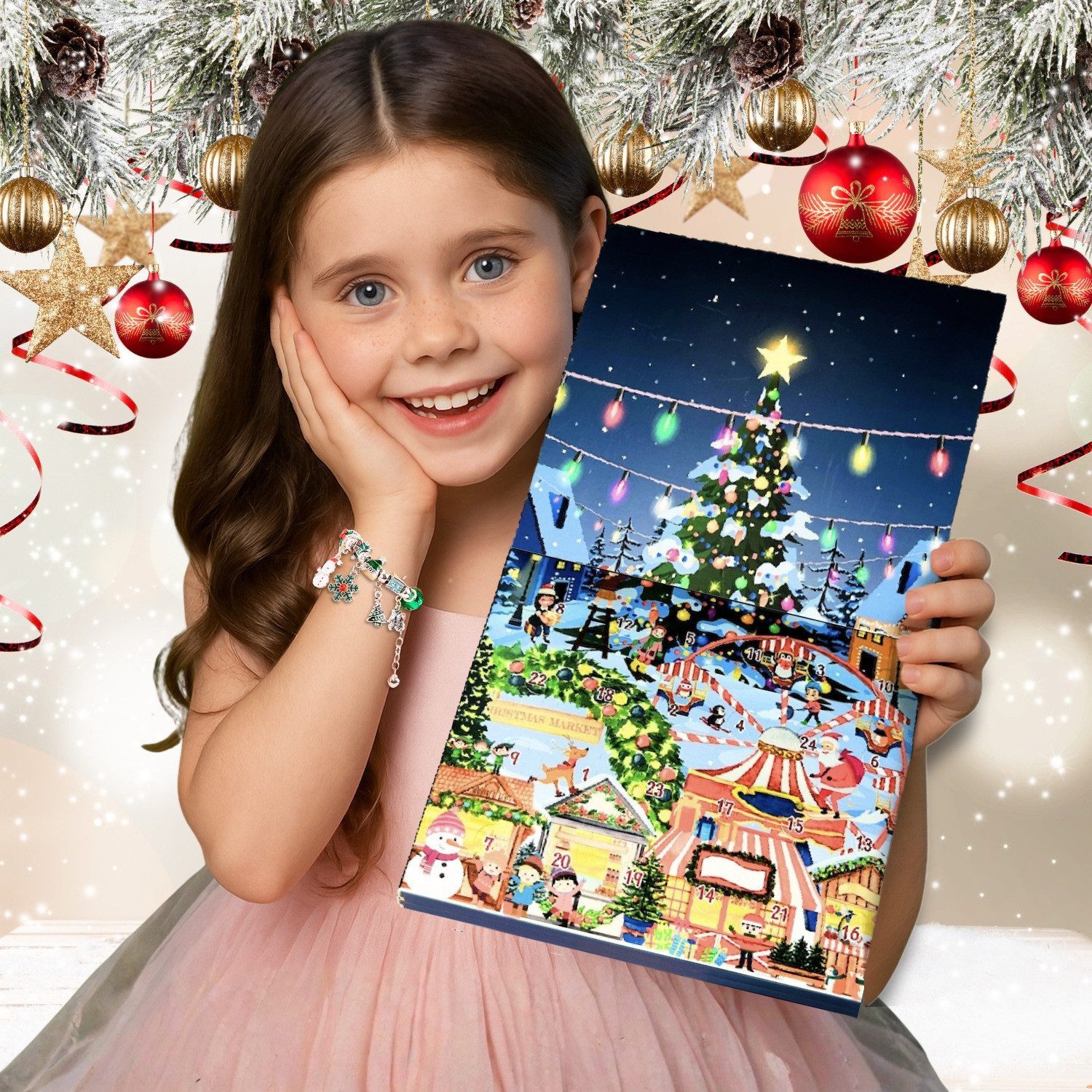 Lucadeau DIY-Adventskalender Adventskalender 2026 Mädchen – 24 Türchen Schmuck zum Selbermachen (Geschenkset), Weihnachtskalender Kinder ab 5 zum Basteln, 22 Ch – Bild 4 von 5