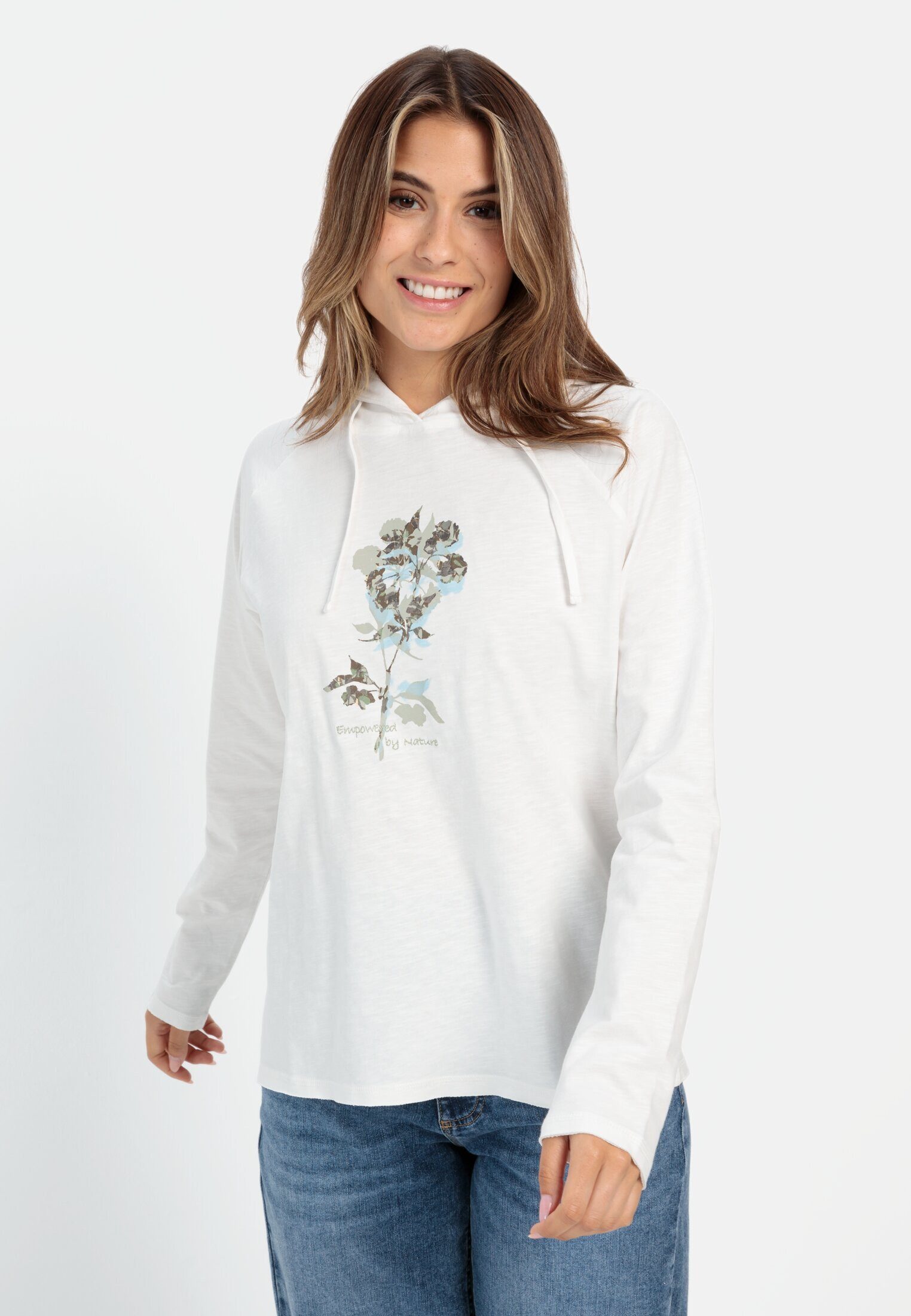 camel active Hoodie mit Print aus Organic Cotton Langarm Kapuze