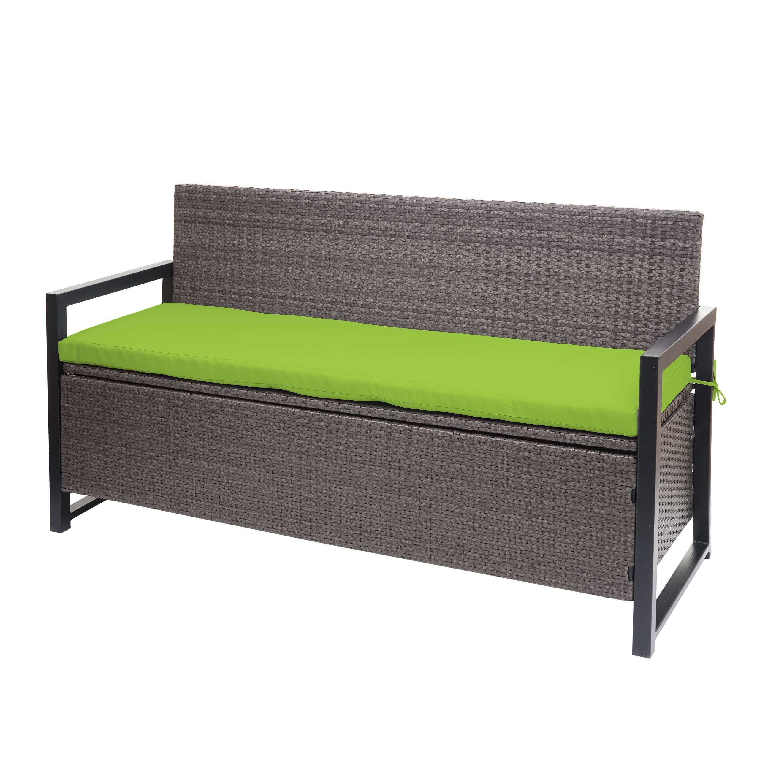 MCW Poly-Rattan 3er Sitzbank F39 Grau-meliert Kissen Grün günstig online kaufen