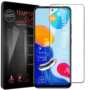 CoolGadget Handyhülle Schwarz als 2in1 Schutz Cover Set für das Xiaomi Redmi Note 11 / 11s 6,43 Zoll, 2x Glas Display Schutz Folie + 1x Case Hülle für Redmi Note 11 11s