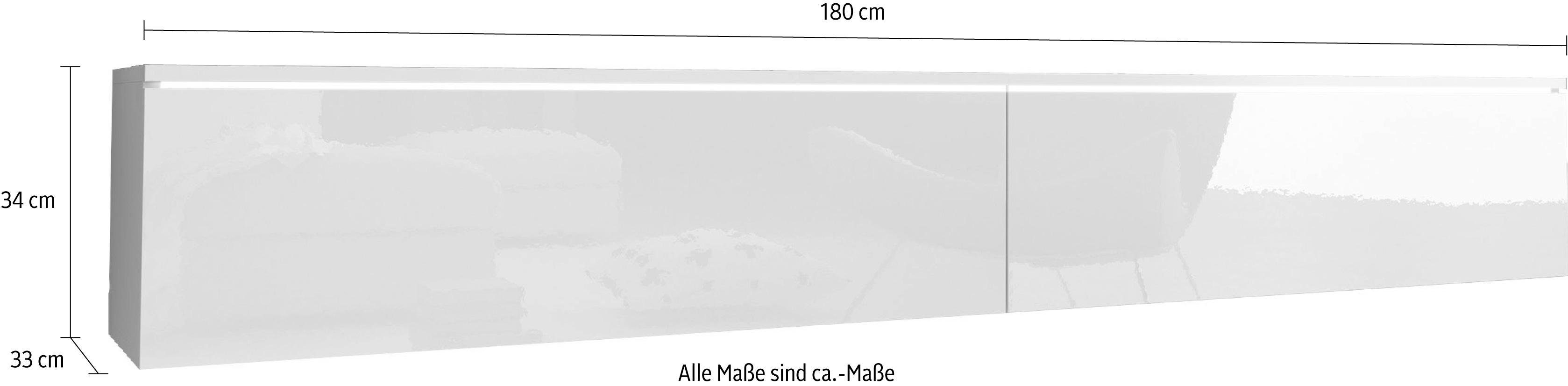 Home affaire Lowboard LOWBOARD VERA, wahlweise mit oder ohne Beleuchtung, Modernes griffloses TV-Board, 180 cm TV-Schrank, stehend und hängend