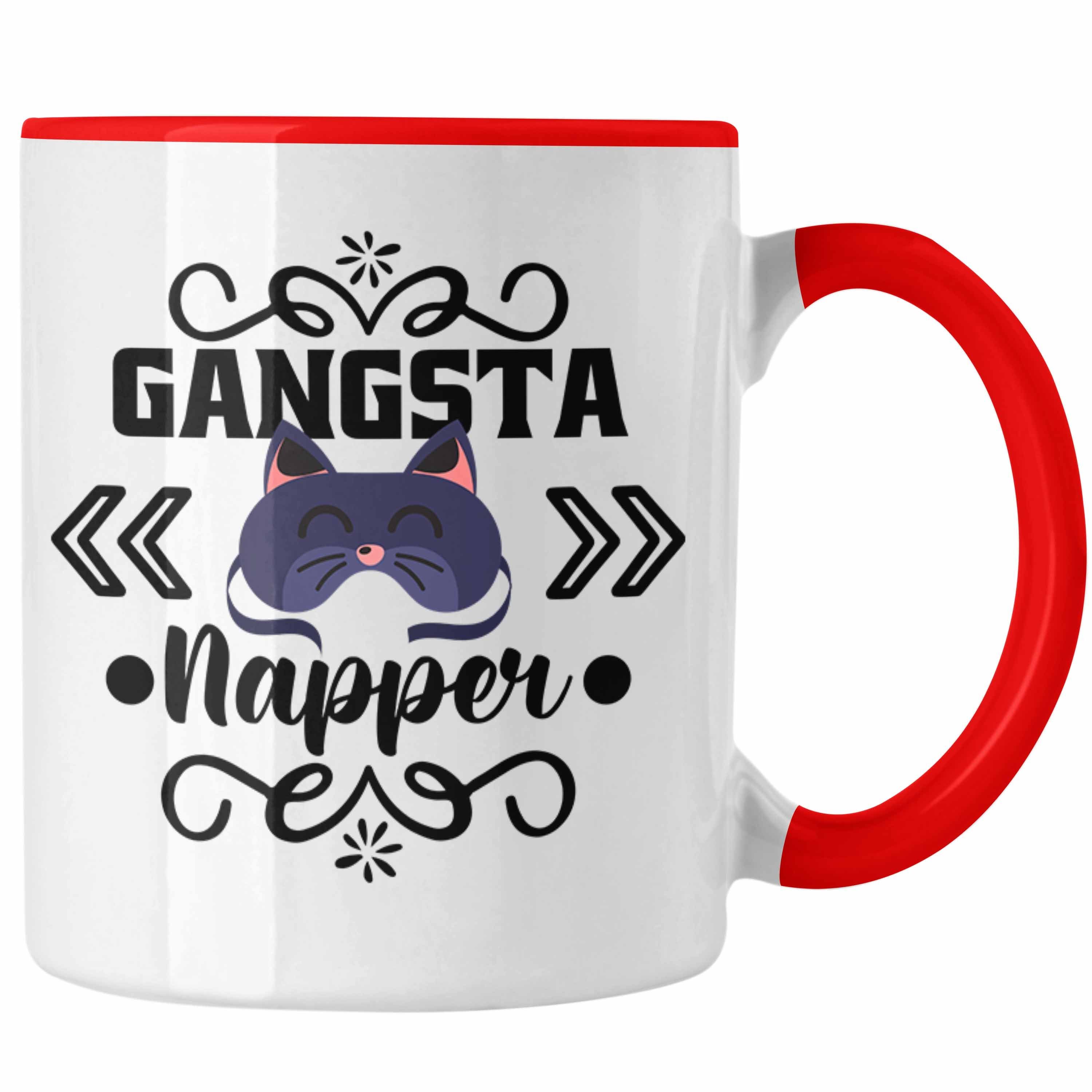 Trendation Tasse Trendation - Gangsta Napper Tasse Geschenk Lustige Geschenkidee Frauen Mädchen Nap Katze Rot