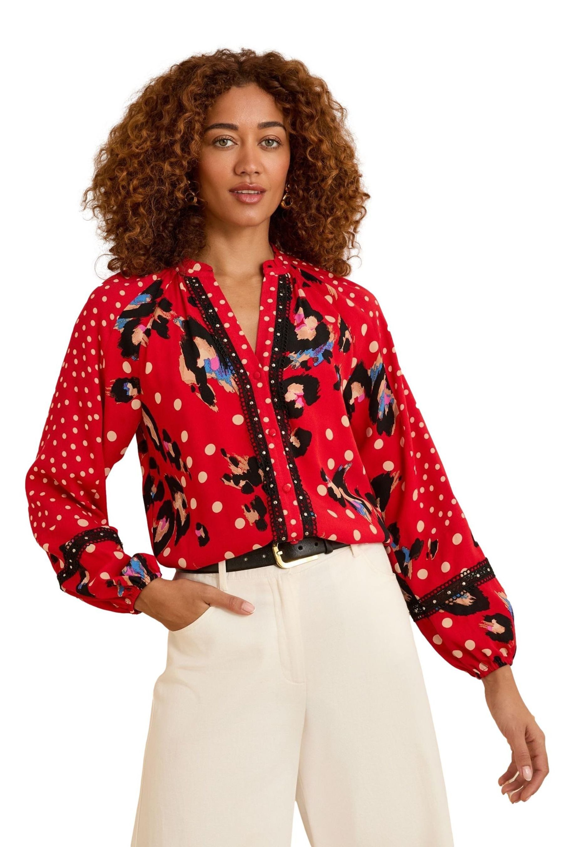 Langarmbluse Love & Roses Bluse mit Kerbausschnitt, Regular