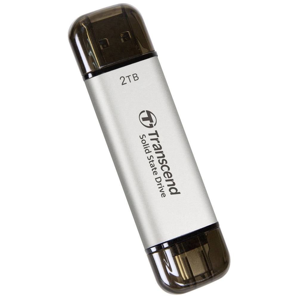 Transcend External SSD, ESD310S, USB 10Gbps, Type C/A, Silver TS2TESD310S externe SSD (2 TB)