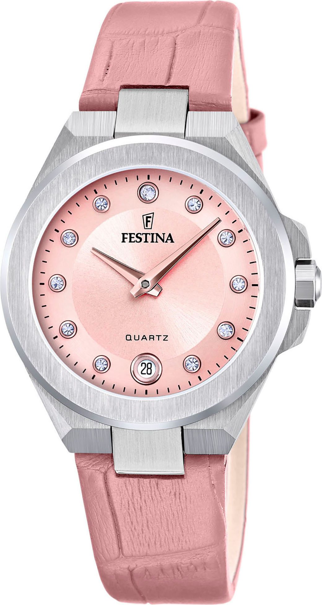 Festina Quarzuhr Mademoiselle F20701/2, Armbanduhr, Damenuhr, Lederarmband, günstig online kaufen