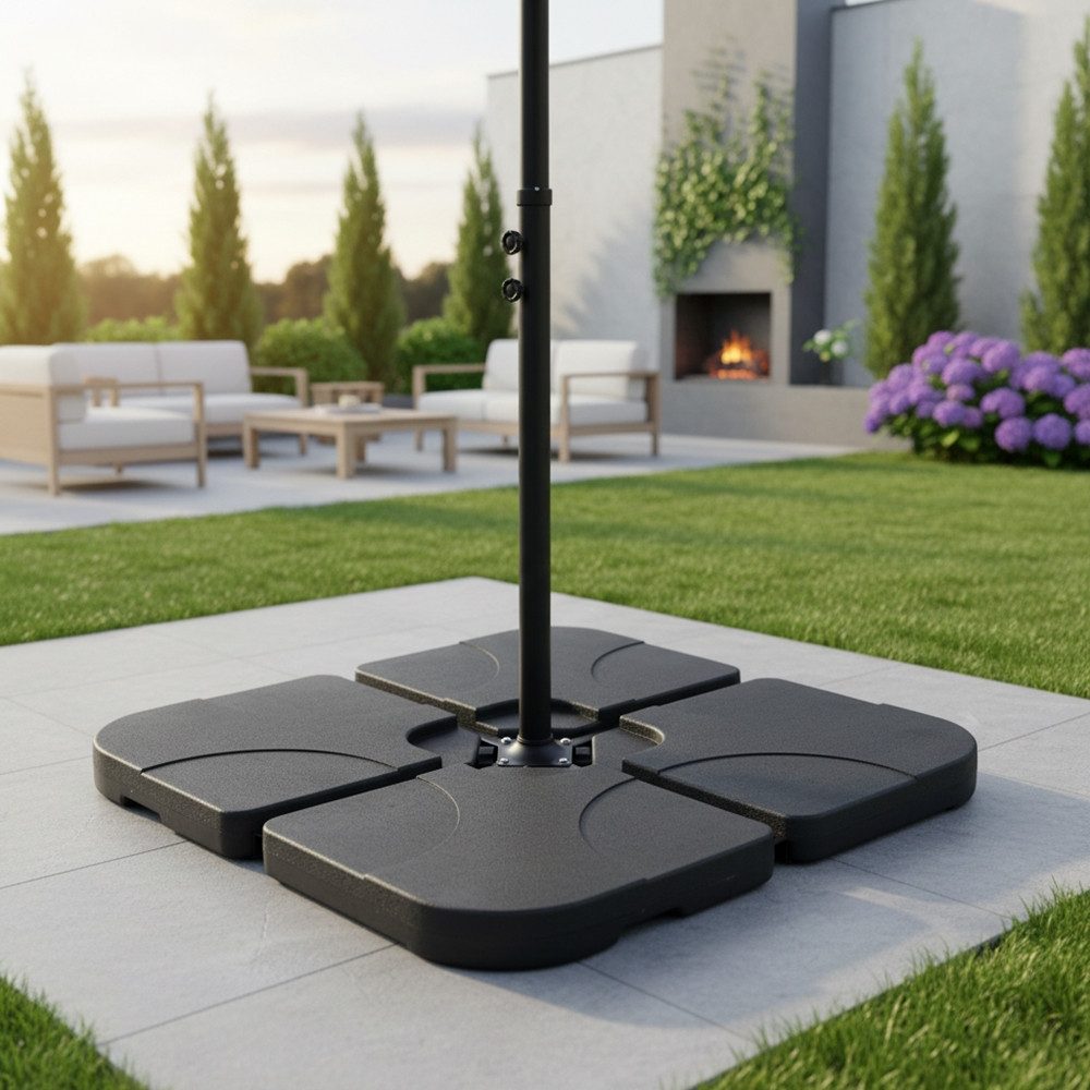 Feel2Home Schirmständer Schirmständer 60 L / 80 kg 4er Set Ampelschirmständer Outdoor Schirm, Griffmulde