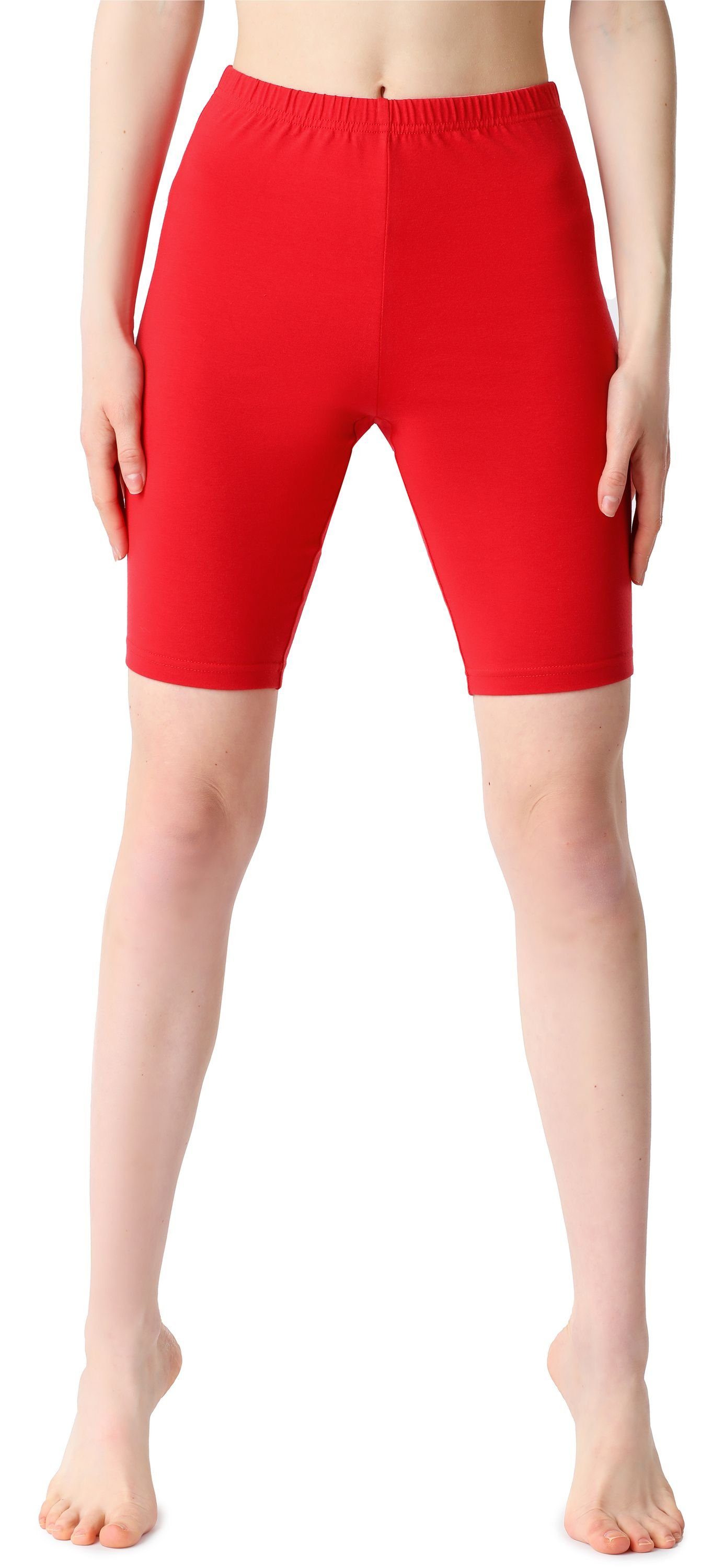 Bellivalini Leggings Damen Baumwolle elastischer (1-tlg) Rot Bund aus Kurze Leggings BLV50-200