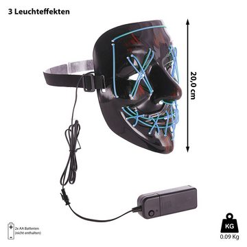 CEPEWA Verkleidungsmaske LED Hallowen Maske Lichteffekte blau 18x20x9cm 2xAA Batterie