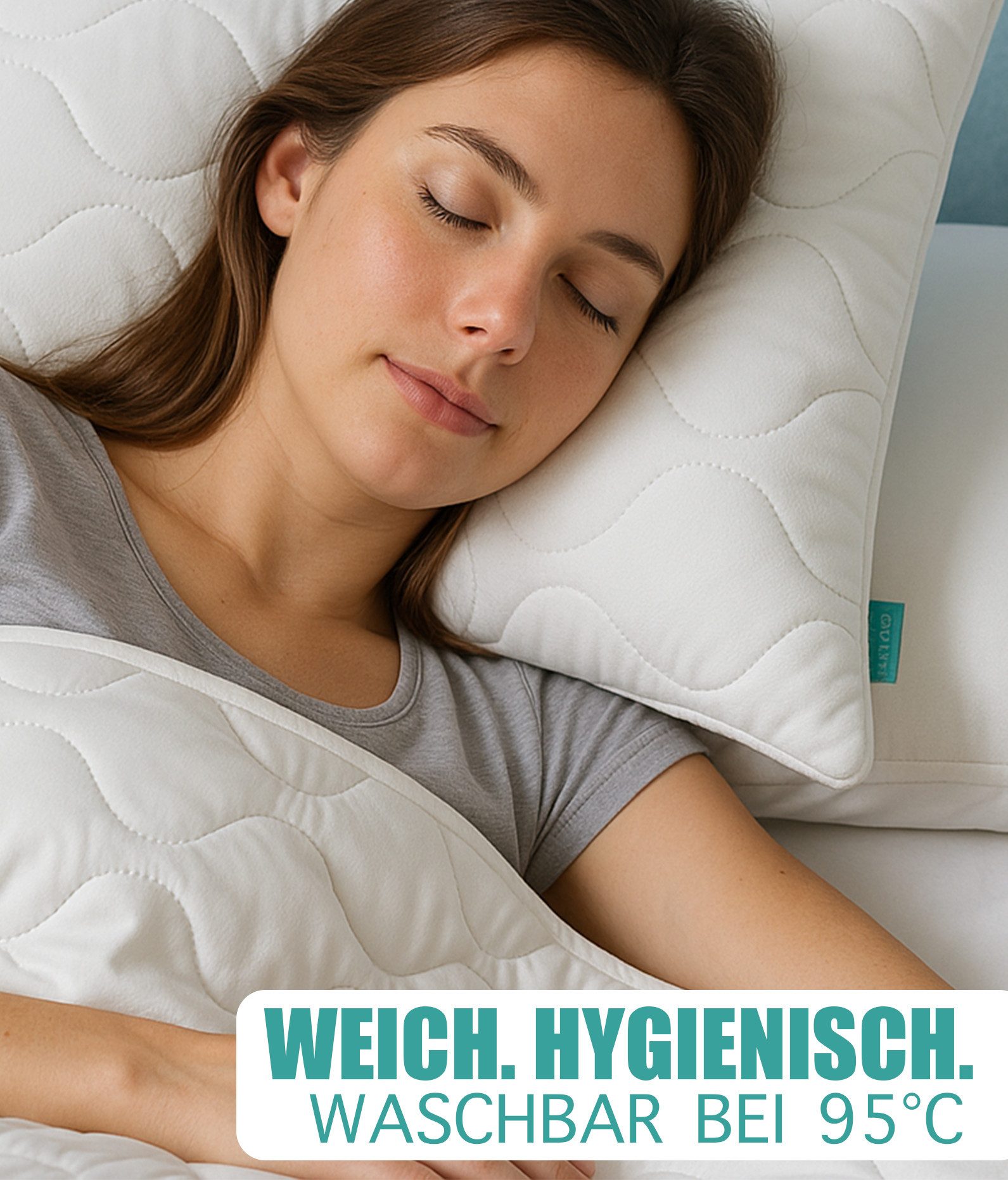 KNERST Bettdecke + Kopfkissen 135x200cm mit Kopfkissen 80x80cm, 100% Polyester, allergikerfreundlich, Füllung: 100% Poliester, bis zu 90°C waschbar, trocknergeeignet, hypoallergene Füllung
