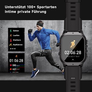 OUKITEL C26, Sportwatch, 100+ Sport Modus, 24H Gesundheitsüberwachung Smartwatch (1,96 Zoll, Android 6.0 oder höher), 50m wasserdicht, 128M RAM, Bluetooth 5.2, Sprachassistent