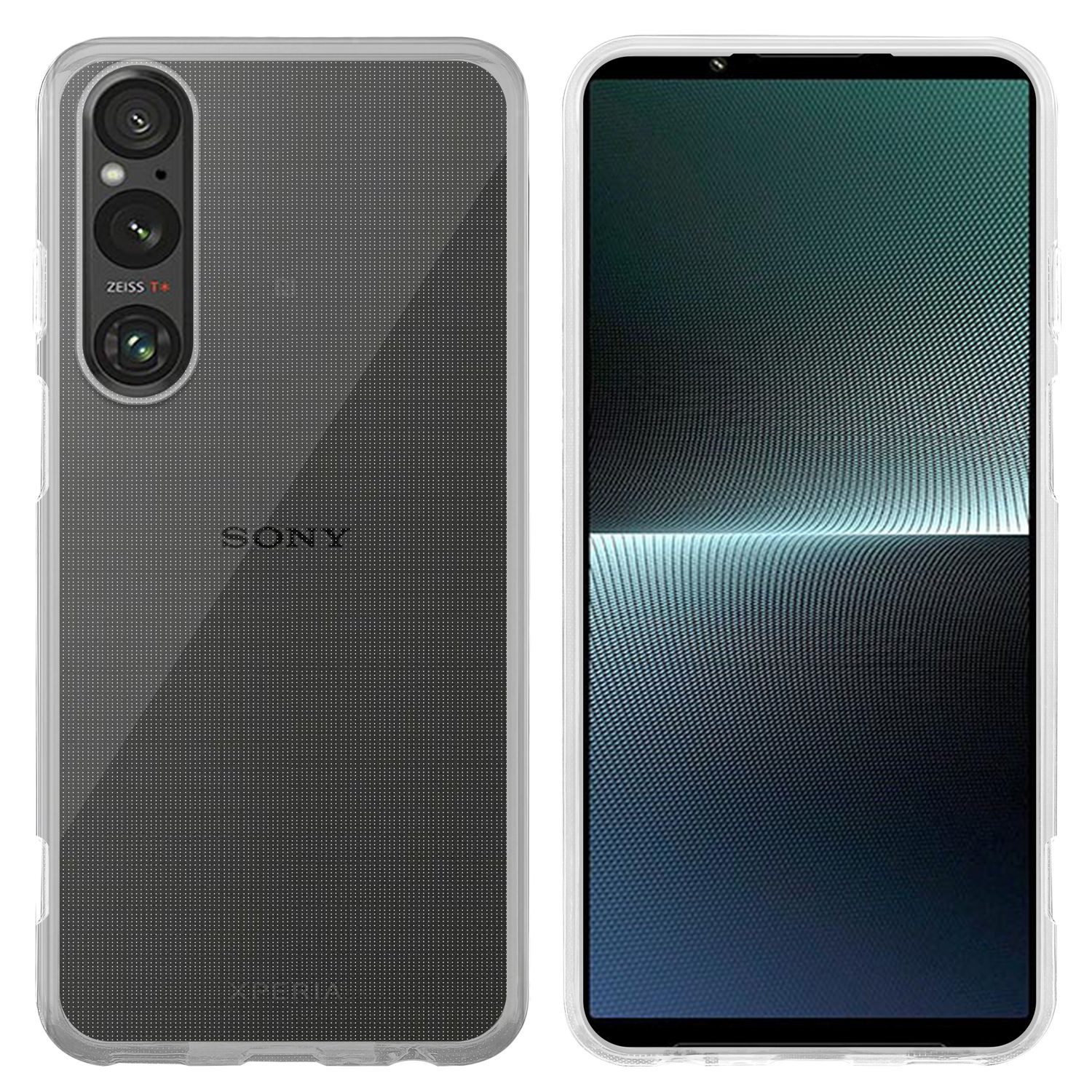 Cadorabo Handyhülle für Sony Xperia 1 V Hülle Sony Xperia 1 V, Hülle TPU Silikon Handy Schutzhülle Slim Transparent Case Cover