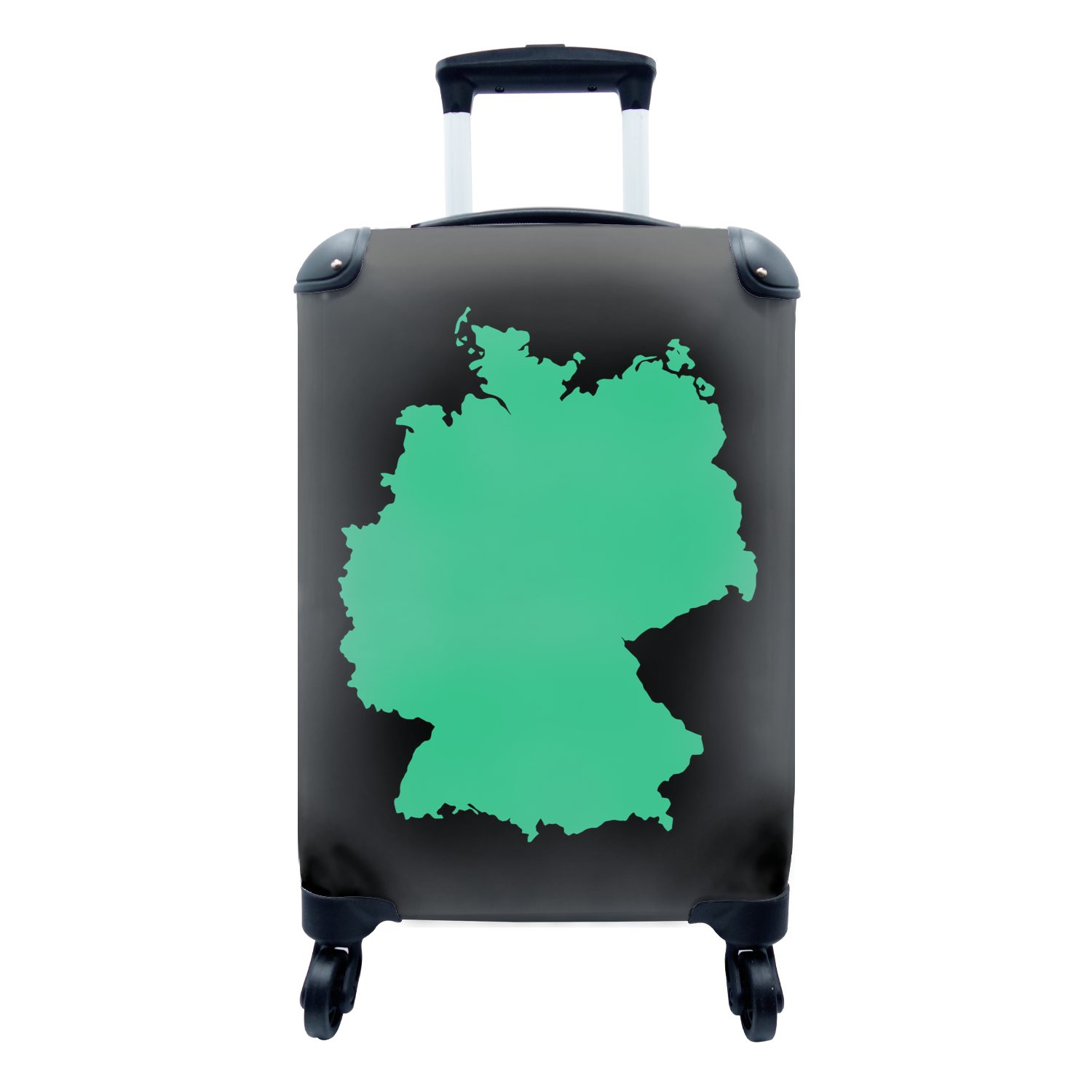 MuchoWow Handgepäckkoffer Europakarte - Deutschland - Mintgrün, 4 Rollen, Reisetasche mit rollen, Handgepäck für Ferien, Trolley, Reisekoffer