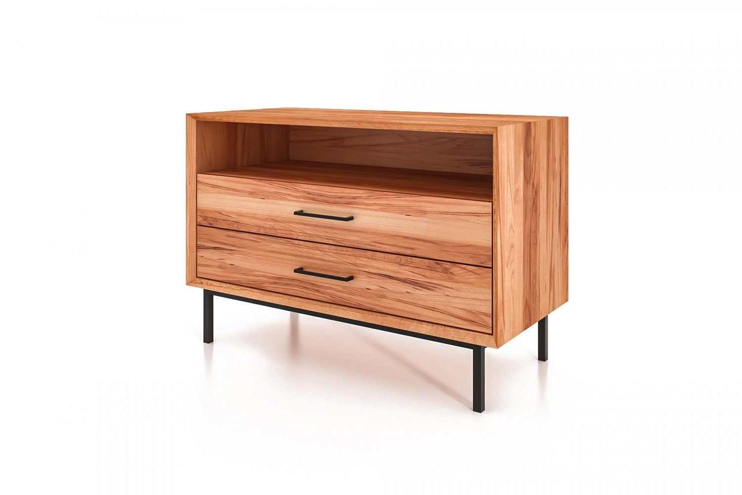 Natur24 Kommode Kommode Seiba Kernbuche massiv 97x45x65 mit 2 Schubladen 1 Fach