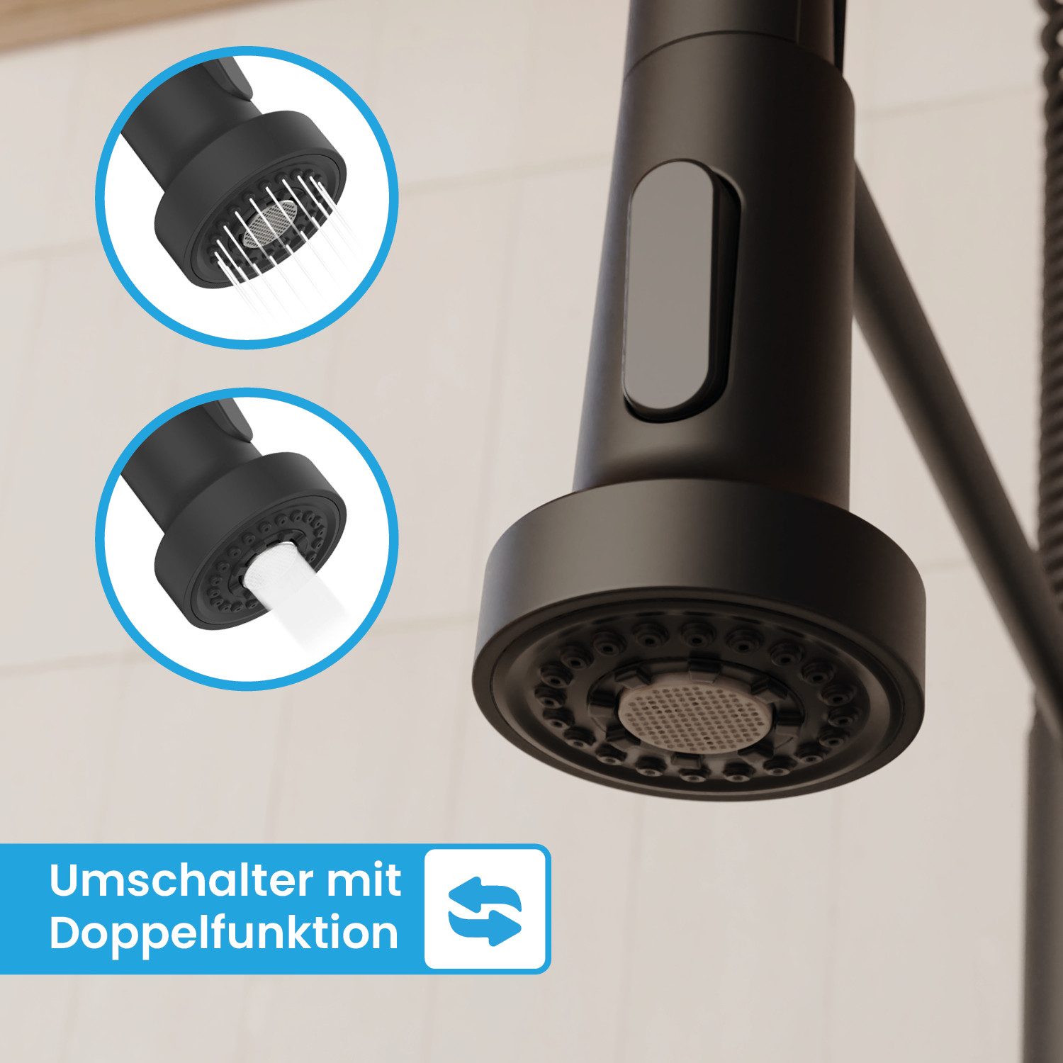 Bächlein Spültischarmatur Elegante Küchenarmatur Nedo (Schwarz-matt) günstig online kaufen