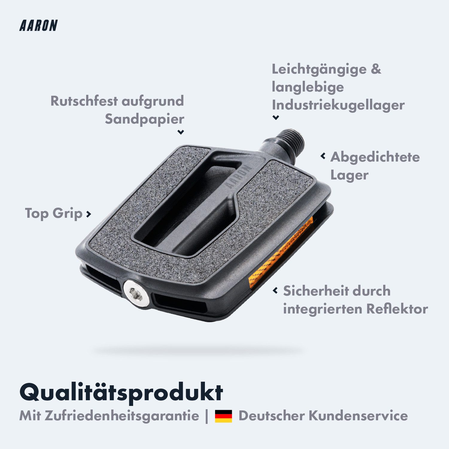 AARON Fahrradpedale Urban Pedale Schwarz Aluminium MTB Trekking Stadtrad 9/16 Zoll