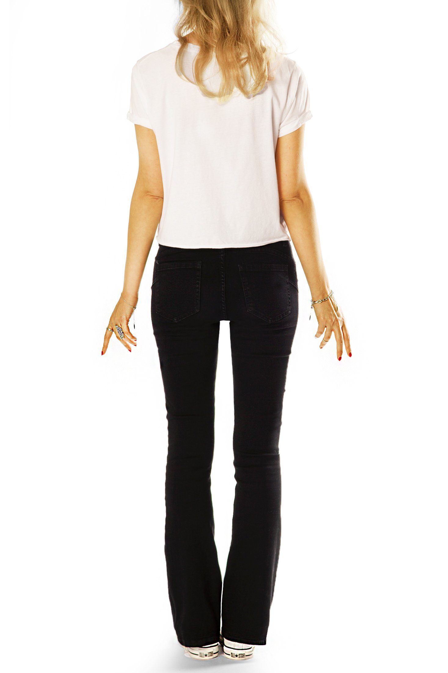 be styled Bootcut-Jeans Jeans - Basic Cut waist, medium Boot j2L-1 Hose Schlag stretchig Waist Stretch-Anteil, Damen Medium mit bequem, 5-Pocket-Style, im