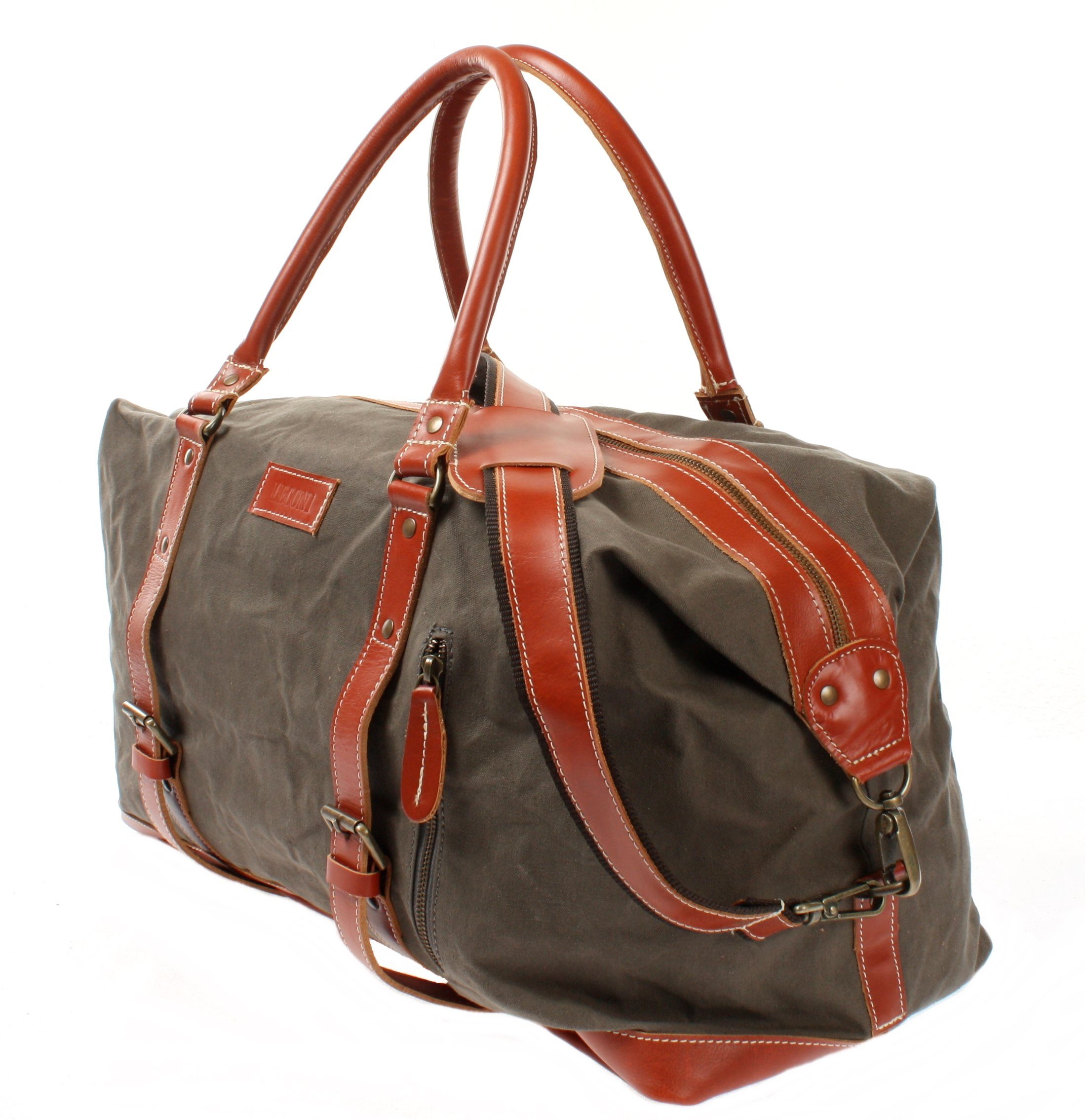 LECONI Weekender Reisetasche Damen & Herren Handgepäck Sporttasche Leder Canvas LE2010, für Reise & Sport - XL-Format - 62x38x25 cm