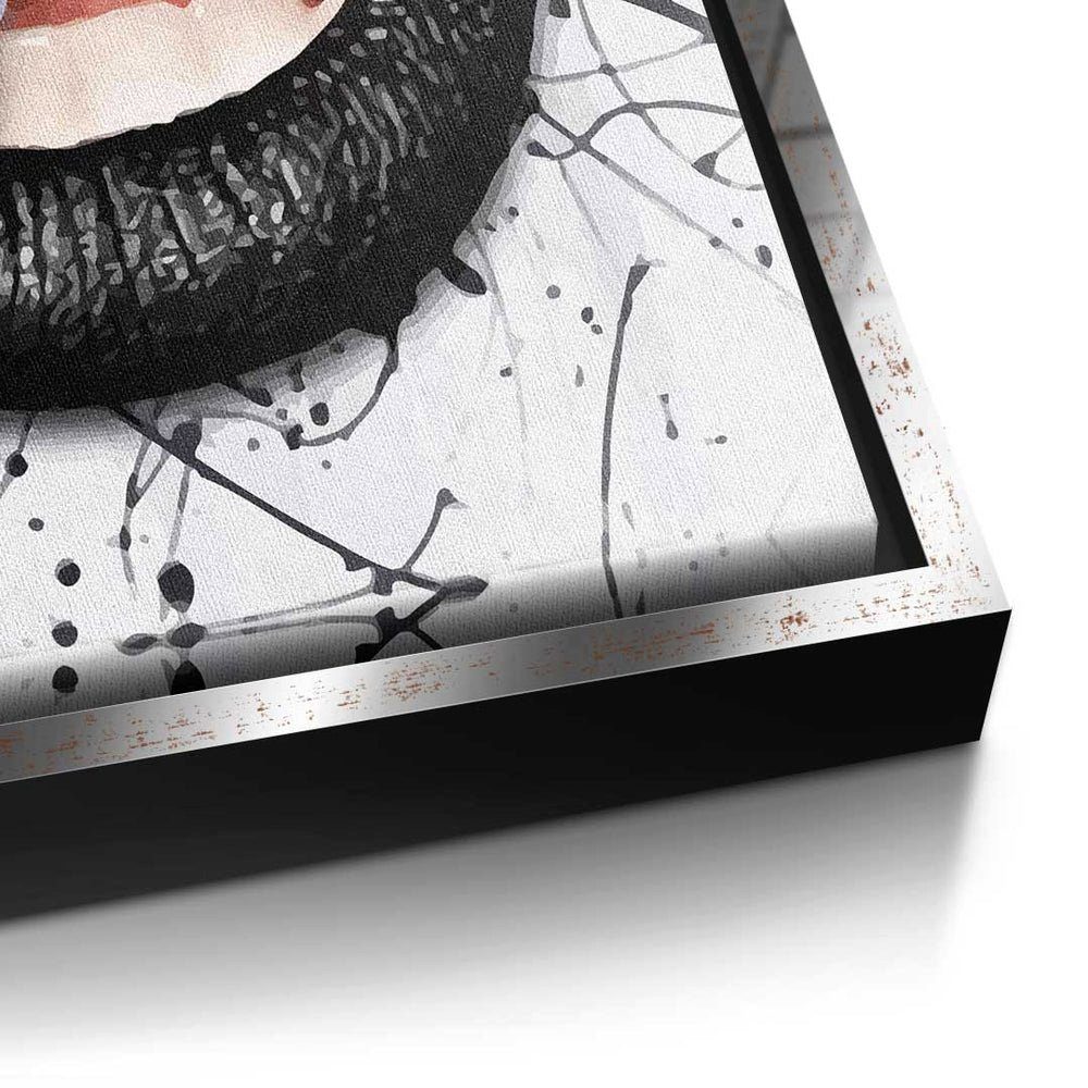 Leinwandbild - Modernes Mouth Art Rahmen Wandbild Leinwandbild, - silberner Diamond Premium Pop DOTCOMCANVAS® -